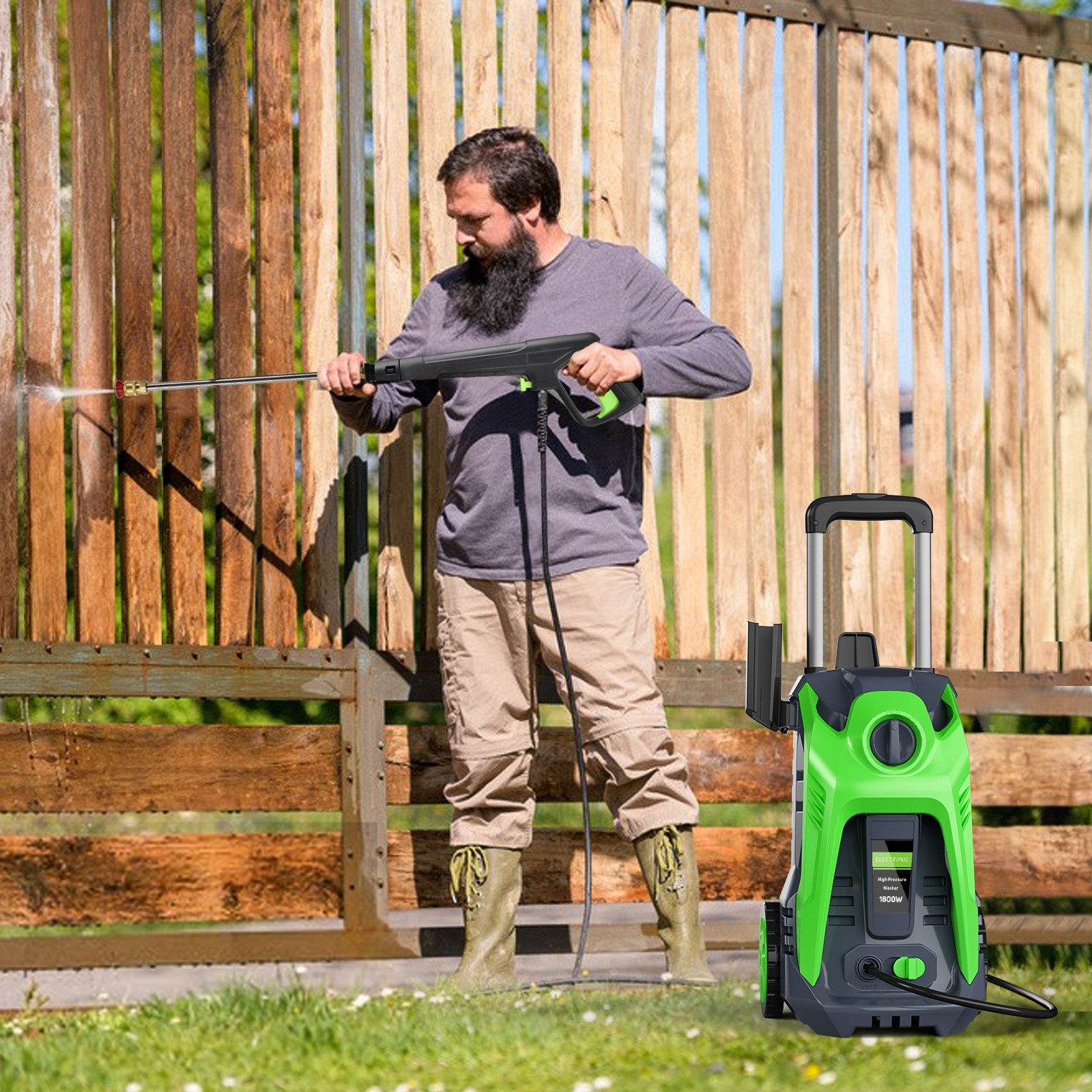 Electric Pressure Washer 4200PSI 2.0GPM Water High Power Jet Wash Patio Car