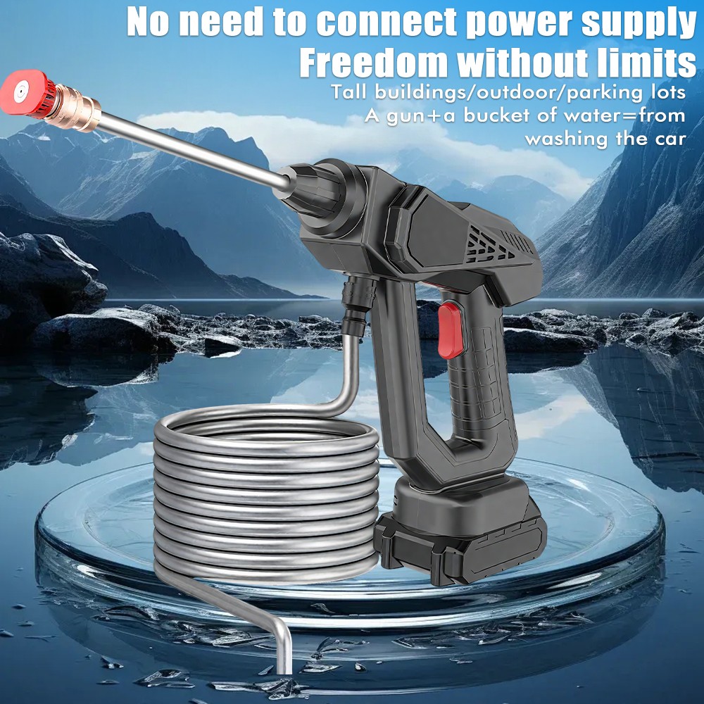 30Bar 21V Cordless Car Washer Rechargeable High Pressure Car Water Gun 300W
