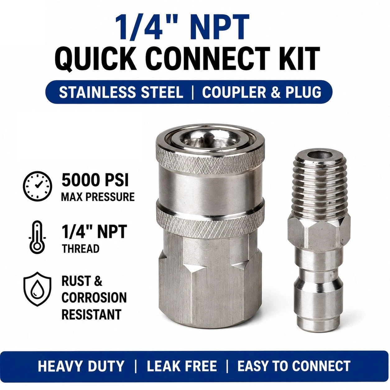 2 Pack 1/4″ NPT Quick Connect Kit Fits McKillans Pressure Washer Gun