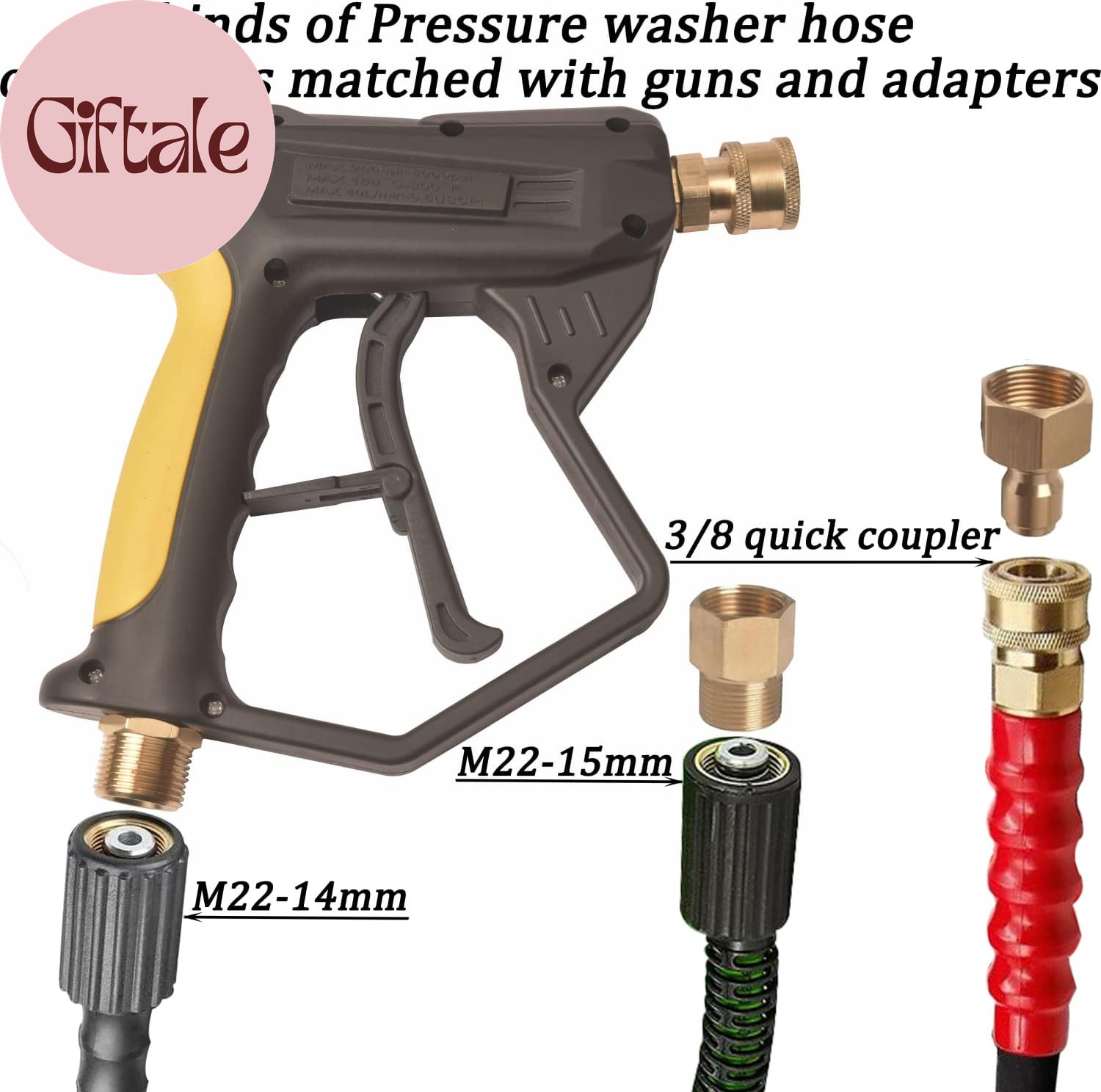 X-887 High Pressure Washer Gun with Foam Cannon 2 Adapter 7 Pressure Washer Nozz