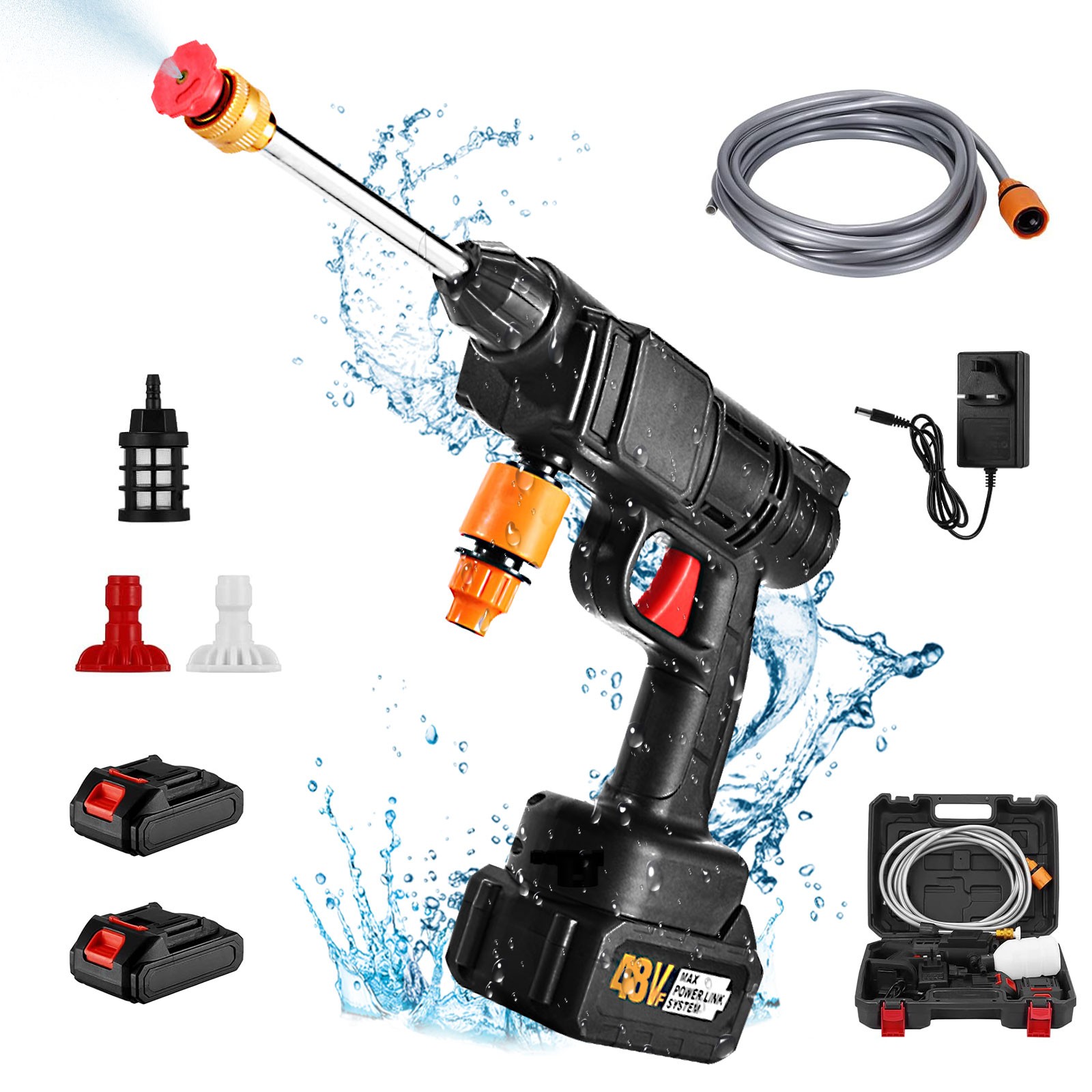 2 Battery Cordless Car High Pressure Washer Jet Water Wash Cleaner Gun Portable