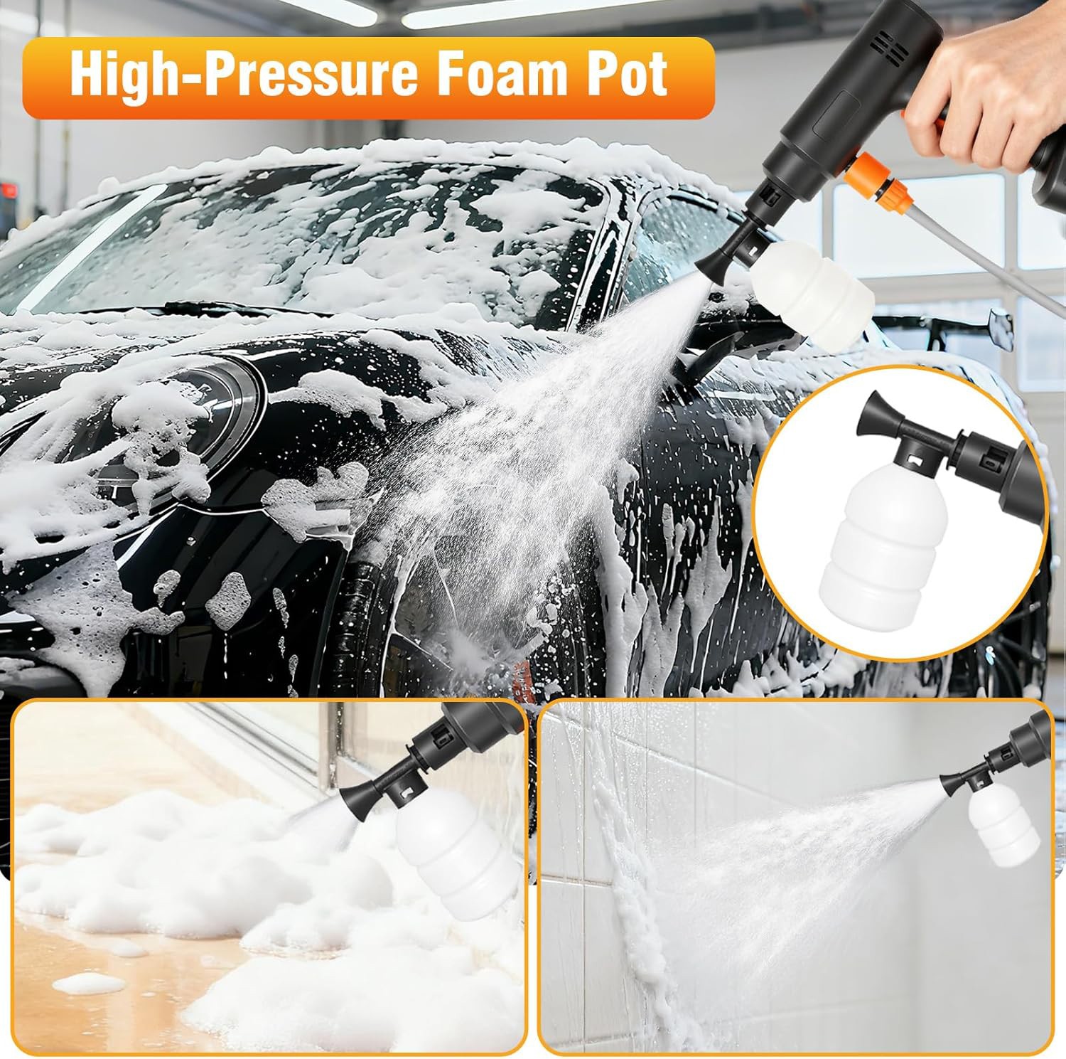 Portable Cordless Electric High Pressure Water Spray Gun Car Washer Cleaner Tool