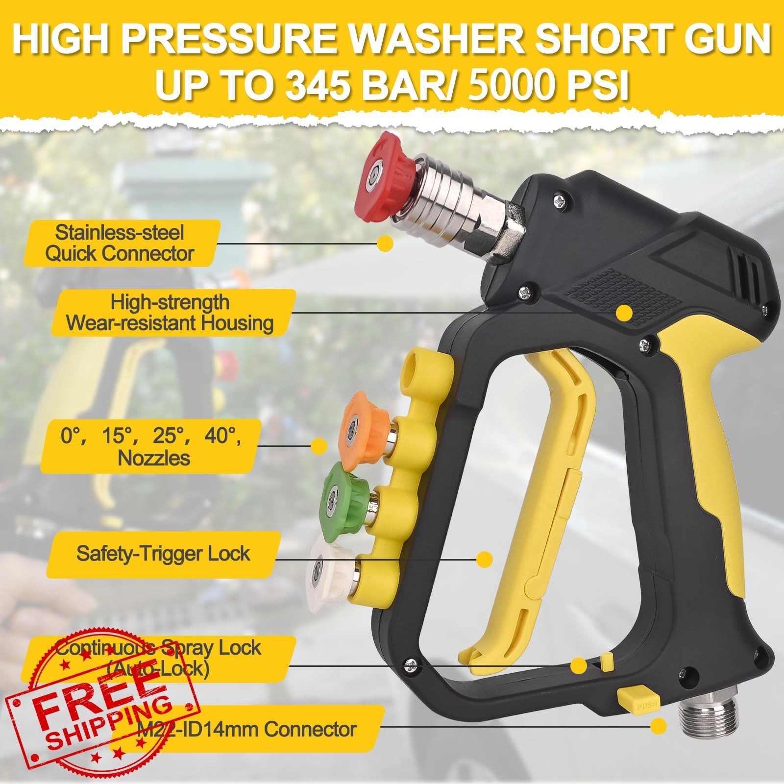 BEAR FORCE Pressure Washer Gun 5 Tips Set