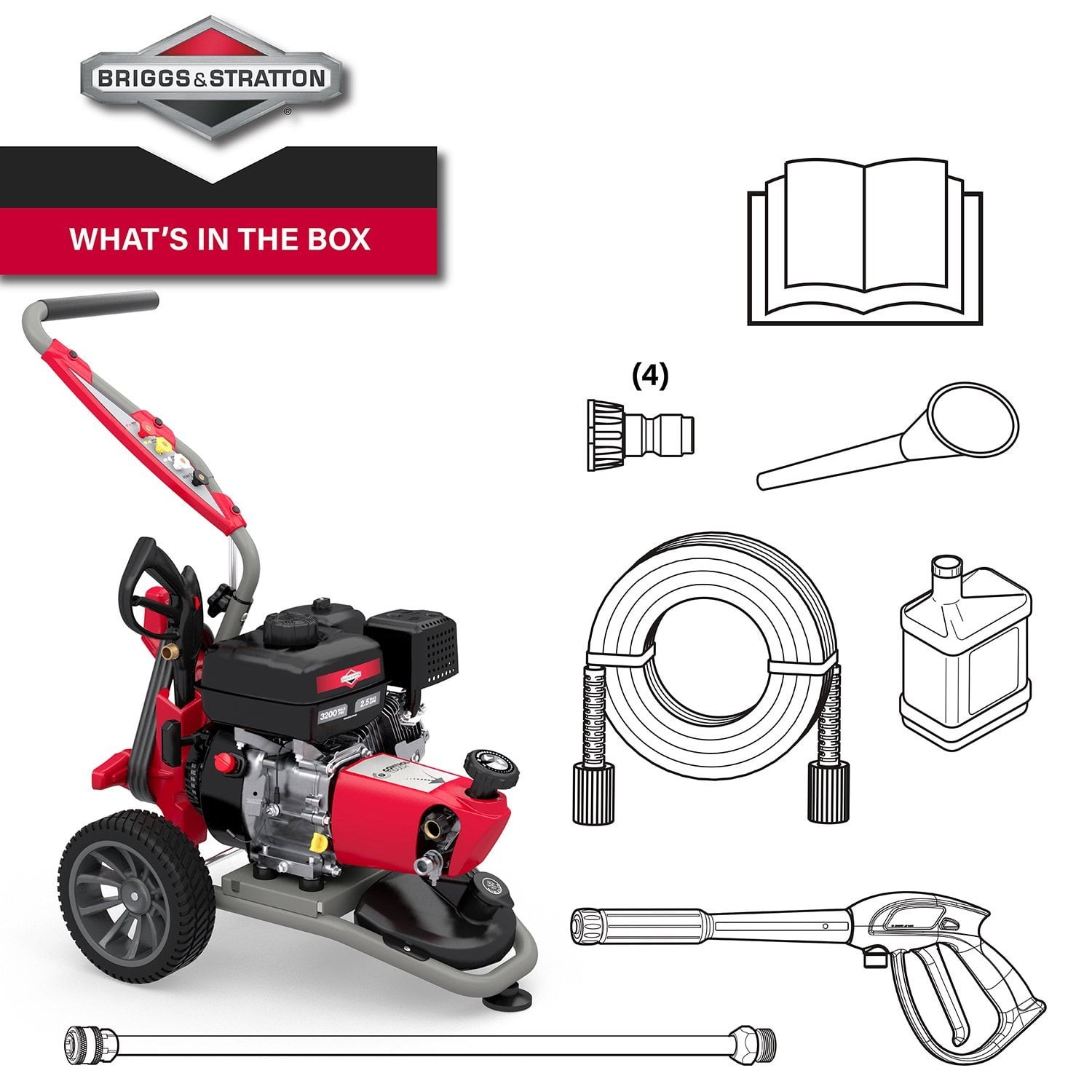 3200 PSI 2.5 GPM Gas Pressure Washer CR950 Engine Power Washer Cleaning Spray