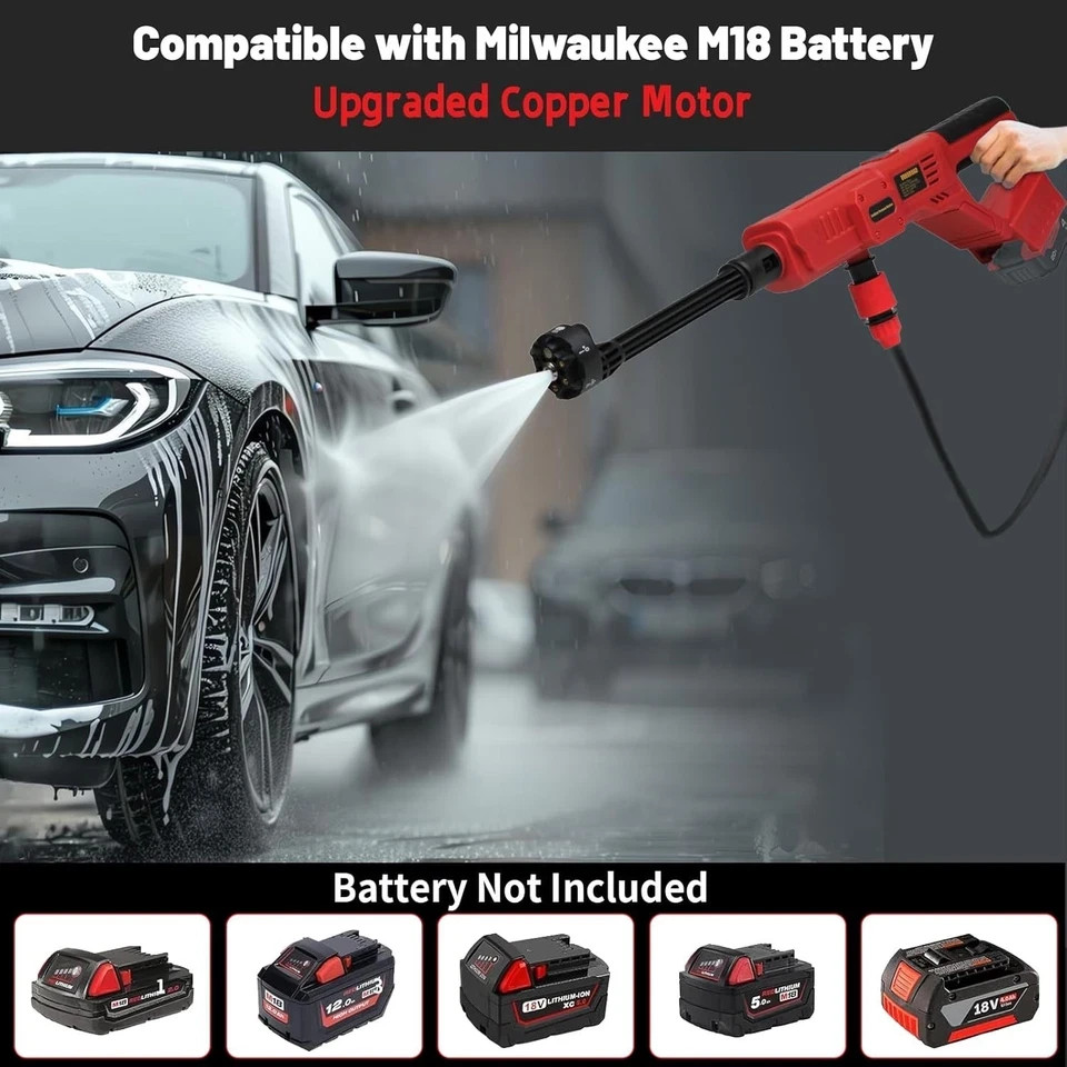 Cordless Pressure Washer for Milwaukee M18 Battery, Portable Cordless Power Wash