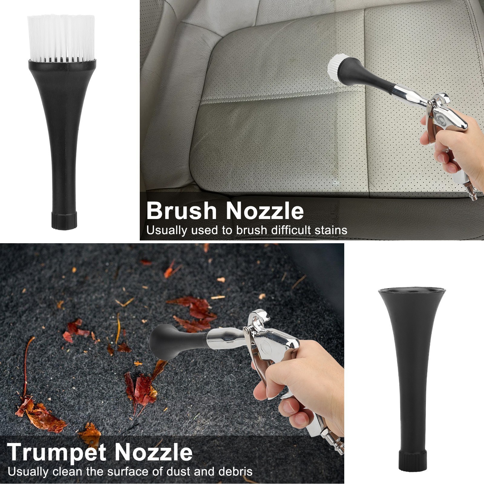 3-in-1 High-Pressure Car Cleaning Gun Nozzle Air Blow Tool 360° Rotating 1/4in