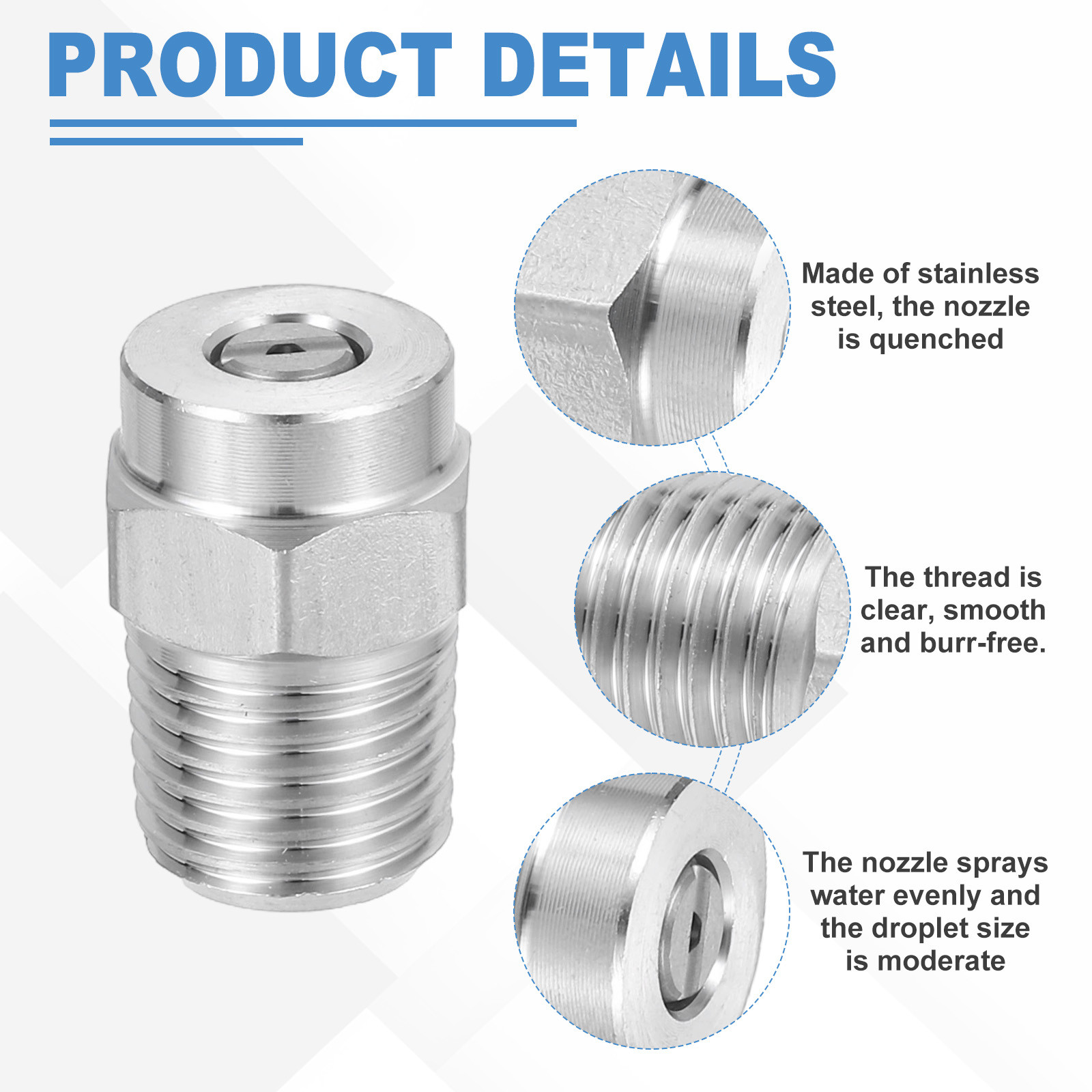 Surface Cleaners Tips Thread Nozzle, 1/4 Inch NPT Male, 050 Orifice, 25 Degree