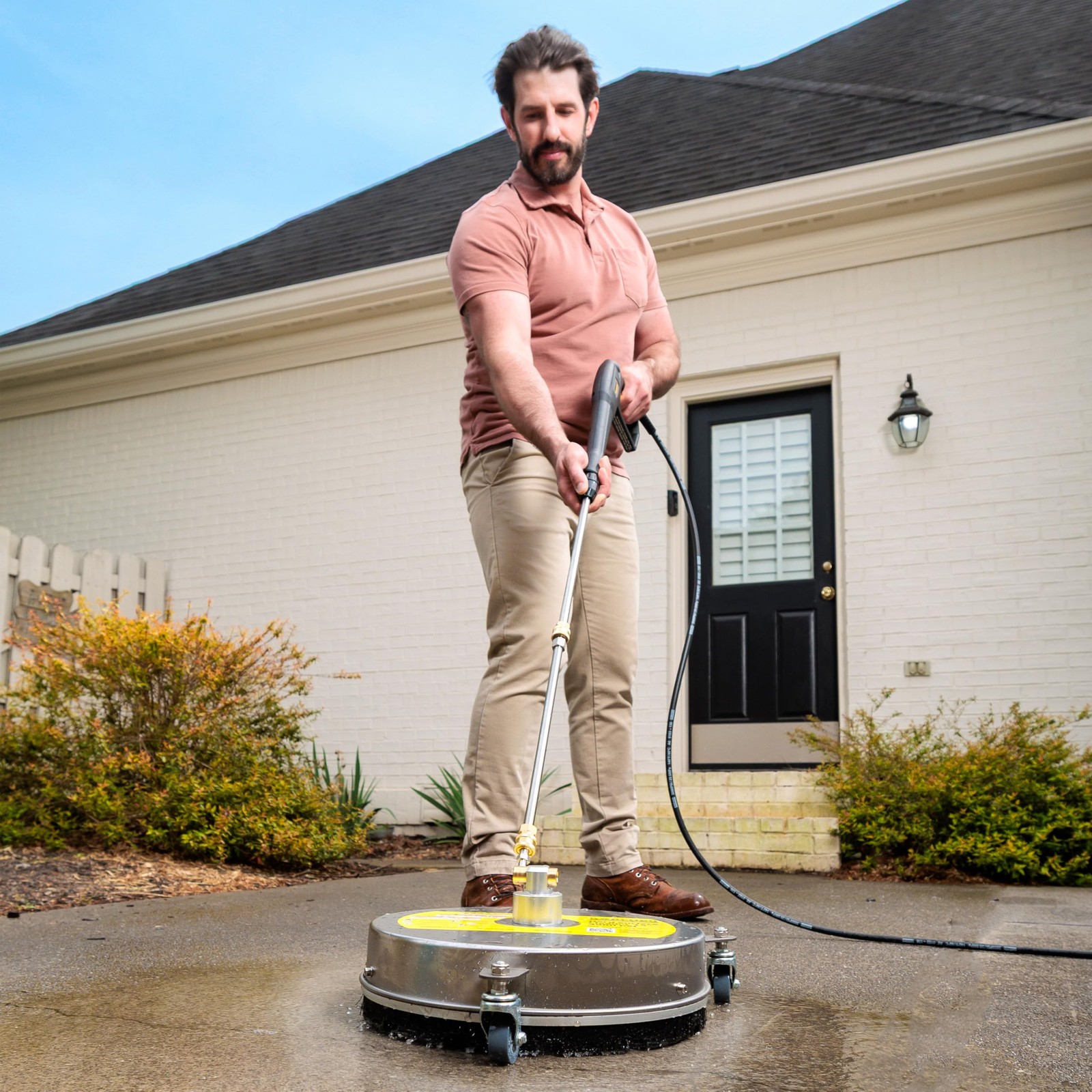 Pressure Washer Surface Cleaner 15″, 3 Wheels, Stainless Steel, Quick Connect…