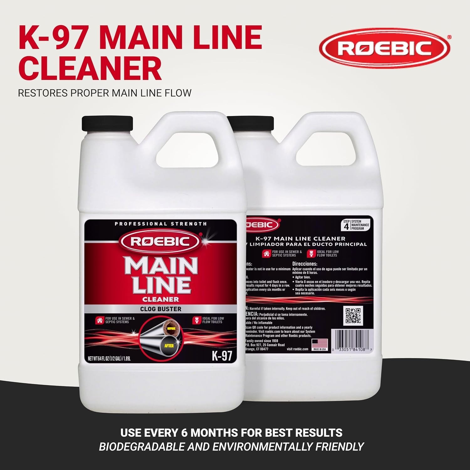 64 fl oz Liquid Septic Tank Cleaner – Prevent Clogs with Easy Application