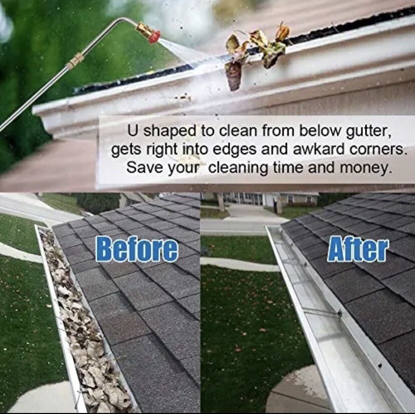 120 Inch Power Pressure Washer Extension Wands Spray Nozzle Gutter Cleaning Tool