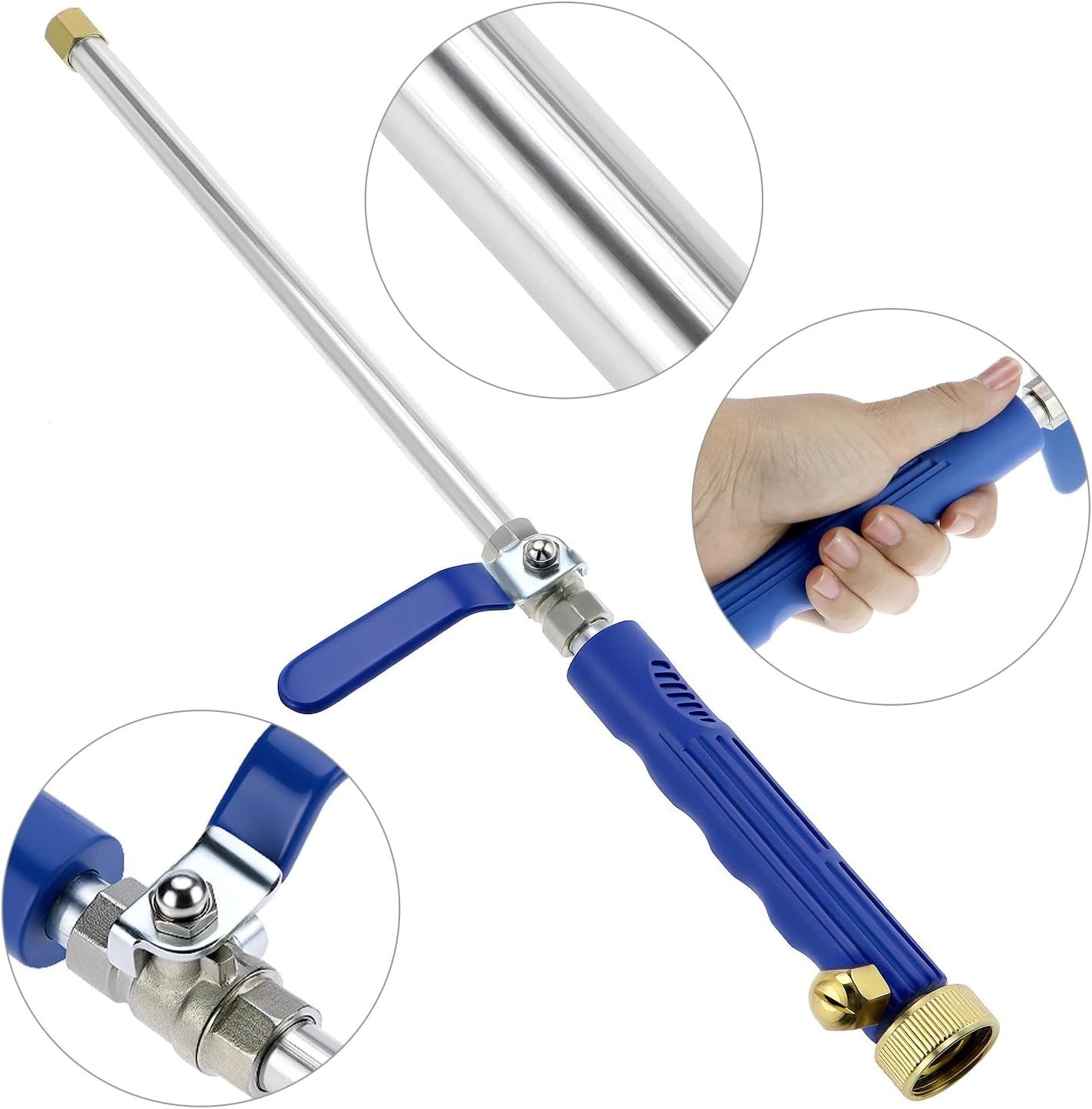 Durable Brass & Stainless Steel Pressure Washer Wand with Adjustable Nozzle Tips
