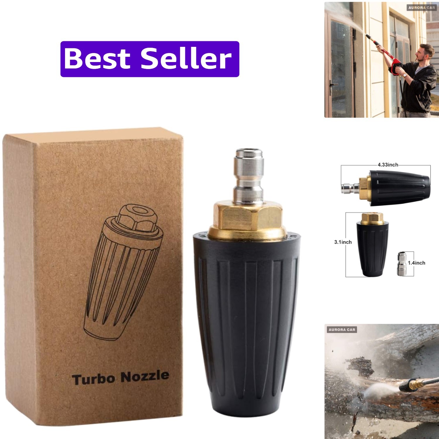 Pressure Washer Tips Turbo Nozzle Pressure Washer 4000 PSI Max Rotating Press…