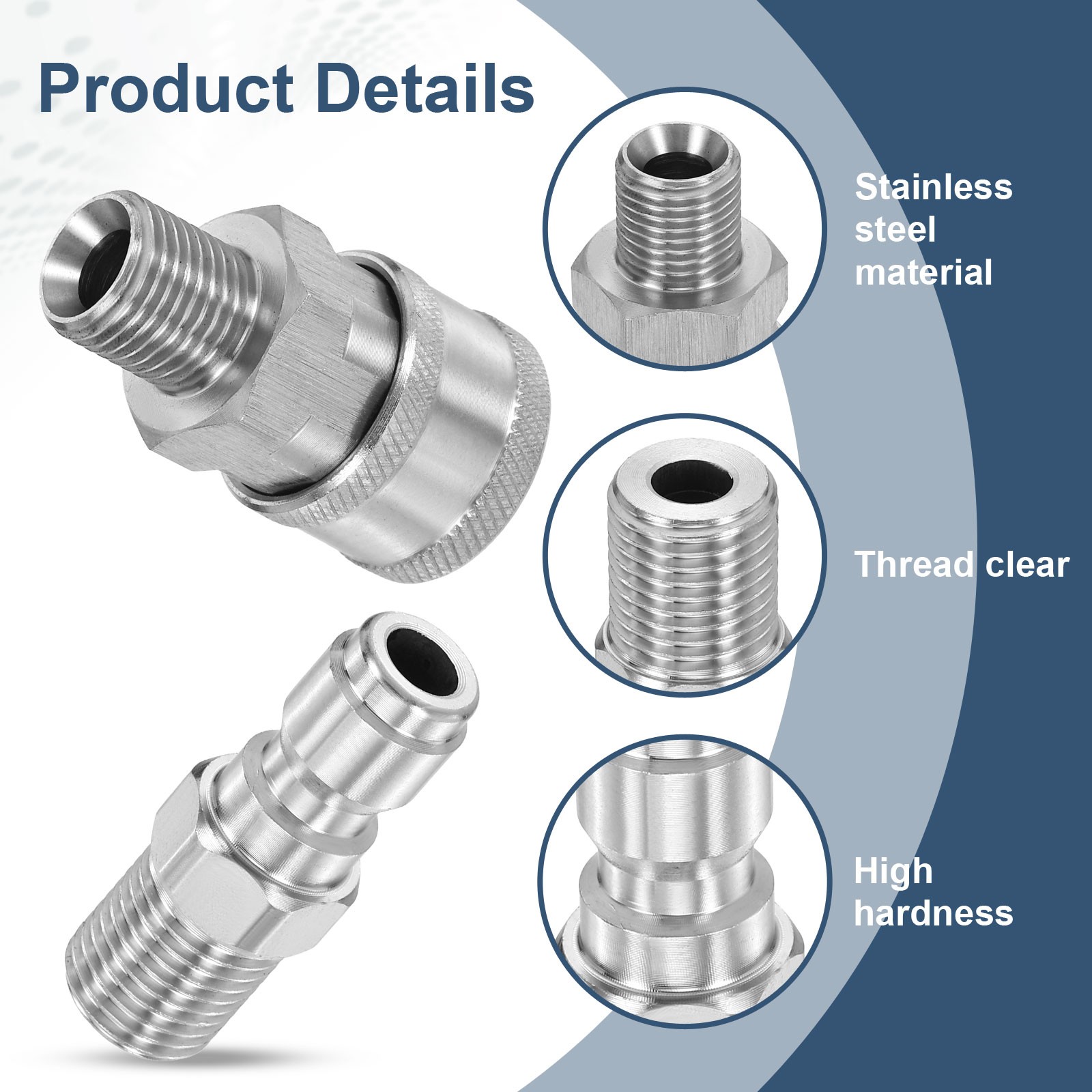 Pressure Washer Adapter, G1/4″ Male Stainless Steel Fittings Kit