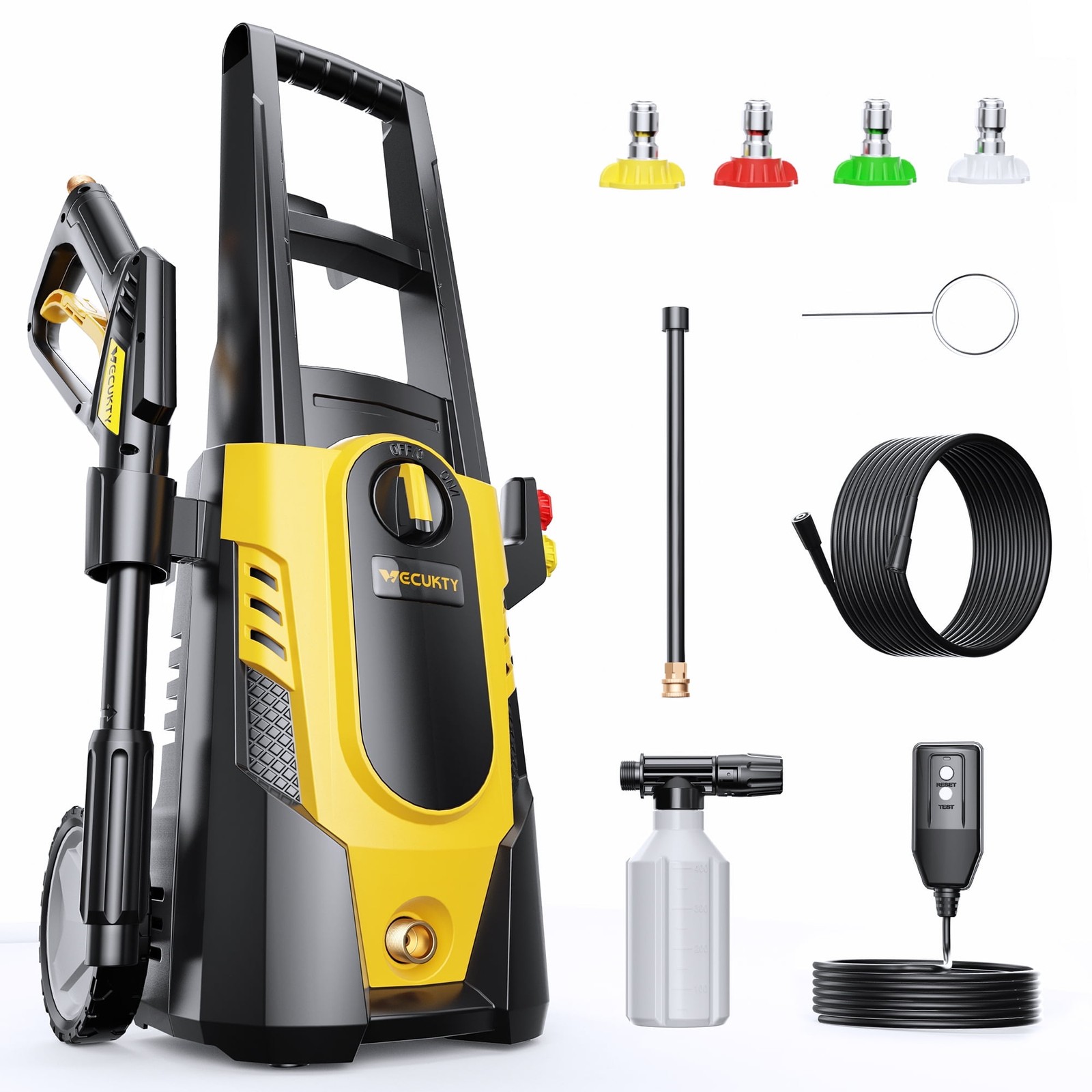 Tcisa Electric Pressure Washer, 3700 PSI, 2.5 GPM, Corded with 35FT Power Cord,
