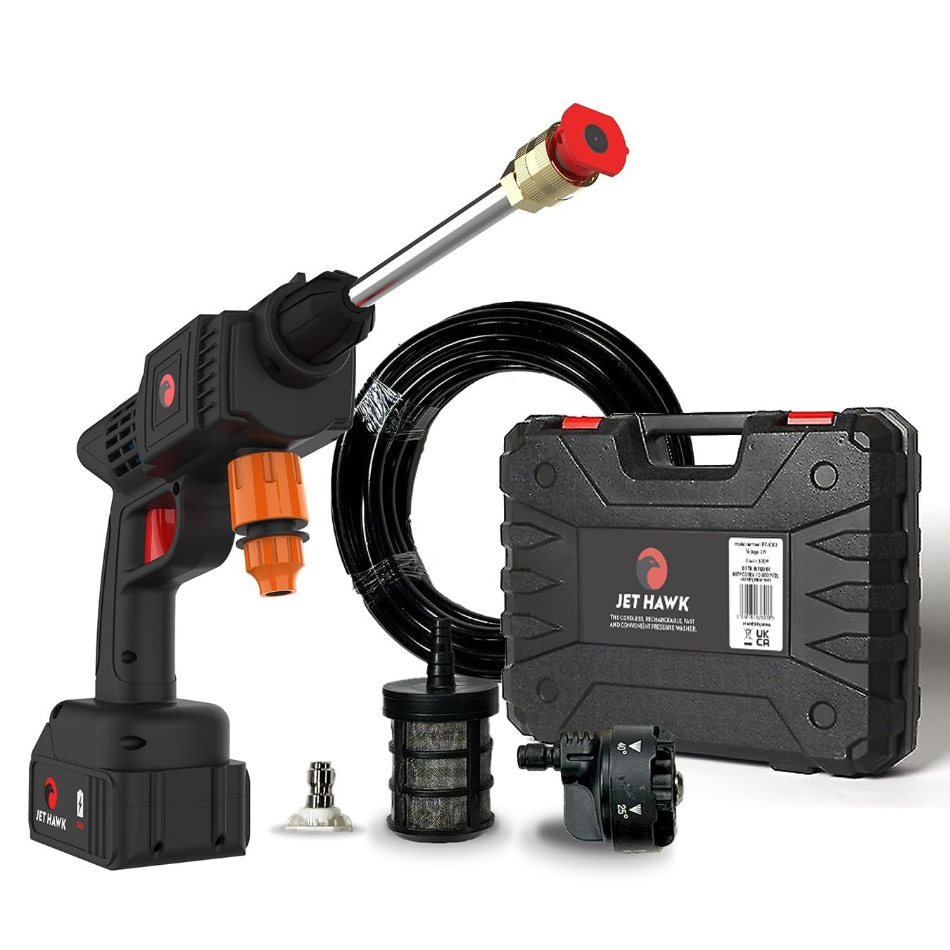 Jet Hawk Cordless Washer with Hard Shell Carry Case as NEW