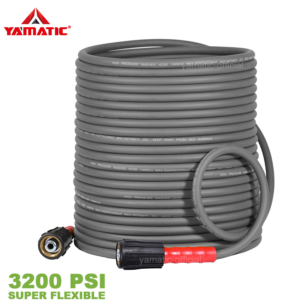 YAMATIC High Pressure Washer Hose 25/50/100 FT 1/4″ Super Flexible Hose M22-14mm