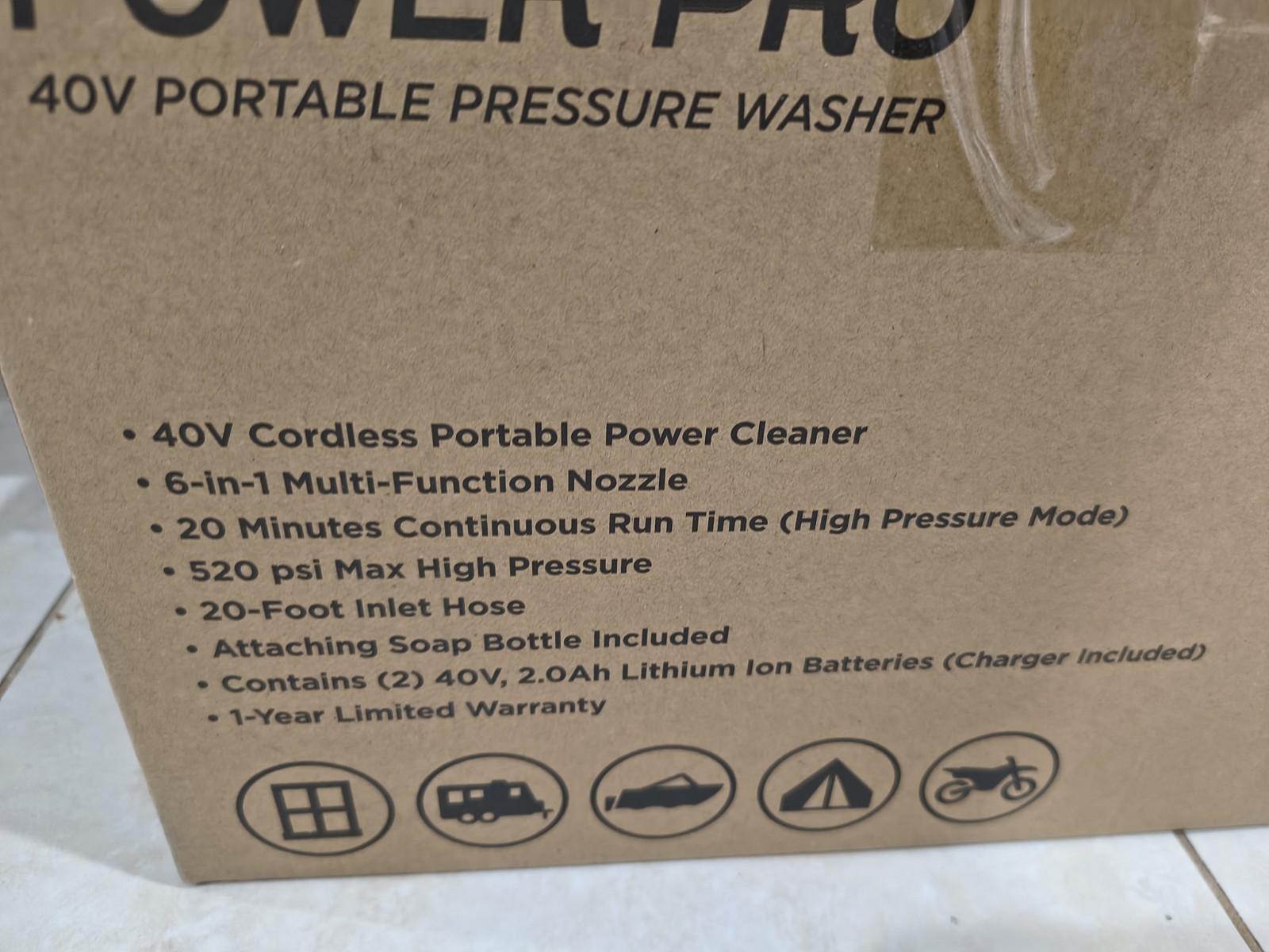 Taylor Made Power Pro White 40V Lithium Ion Portable Pressure Washer