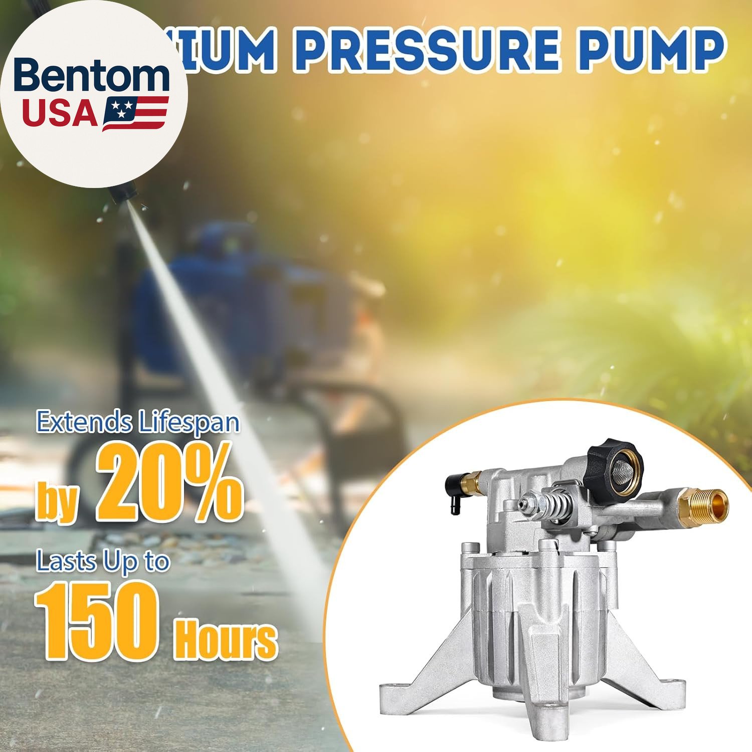 7/8″ Shaft Vertical Pressure Washer Pump – Rear Inlet/Outlet Max 3400 PSI @ 2.5