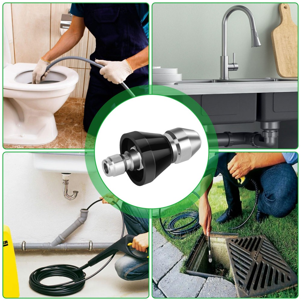 100FT Sewer Jetter Nozzles Kit Drain Cleaning Hose for Pressure Washer 5800PSI