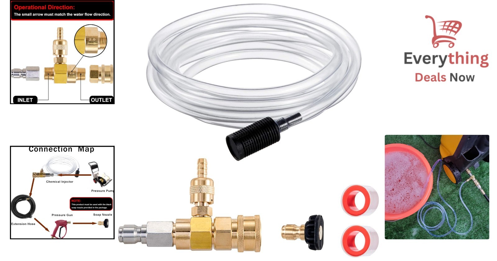Pressure Washer Chemical Injector Kit – 4000 PSI, 3/8″ Quick Connect, Adjustable