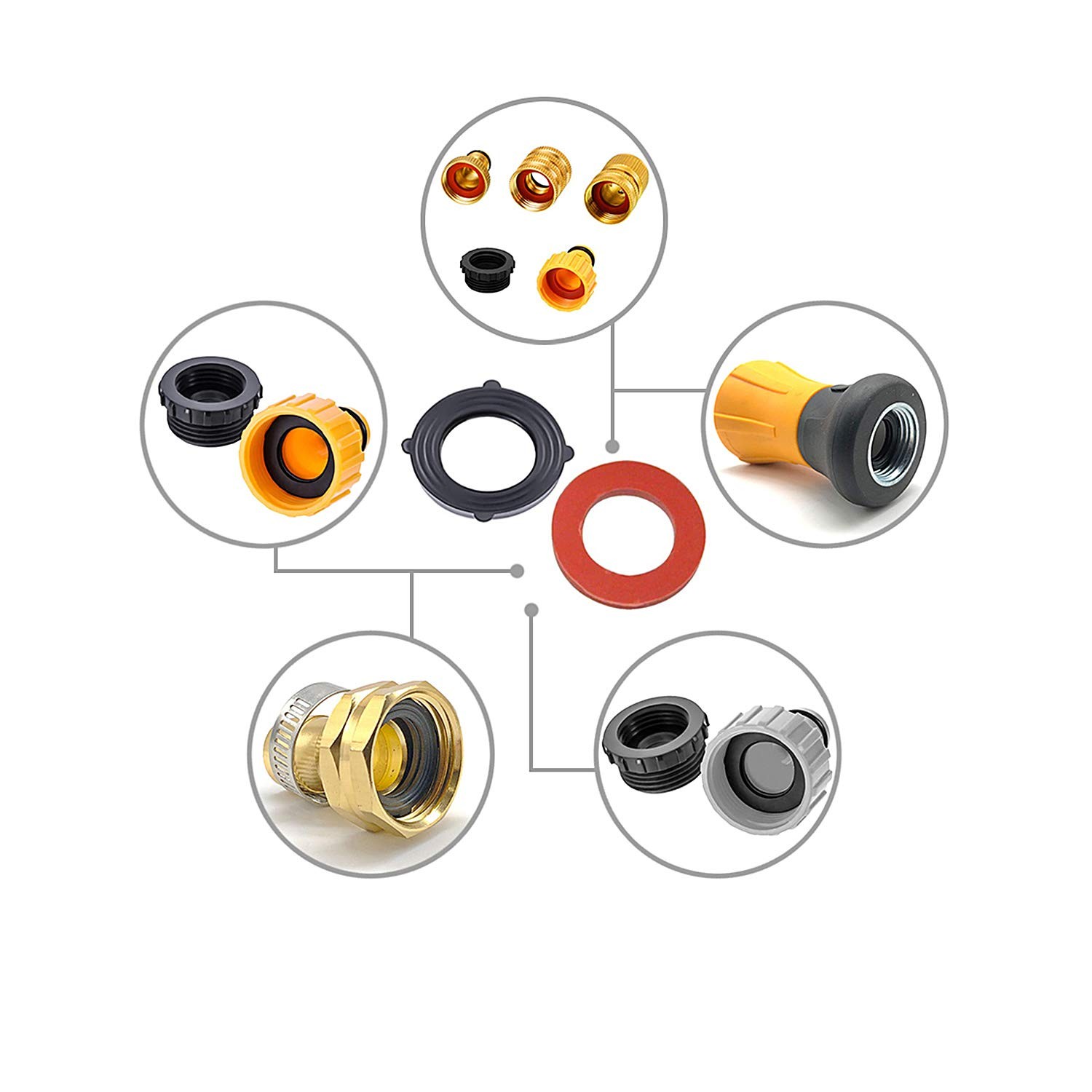 Garden Hose Washer Heavy Duty Rubber Washer Seals Fit All Standard 3/4 Inch Gard