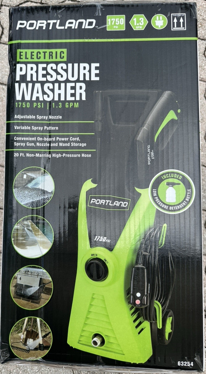 PORTLAND 1750 PSI Electric Pressure Washer – Portable w/ 20ft Hose