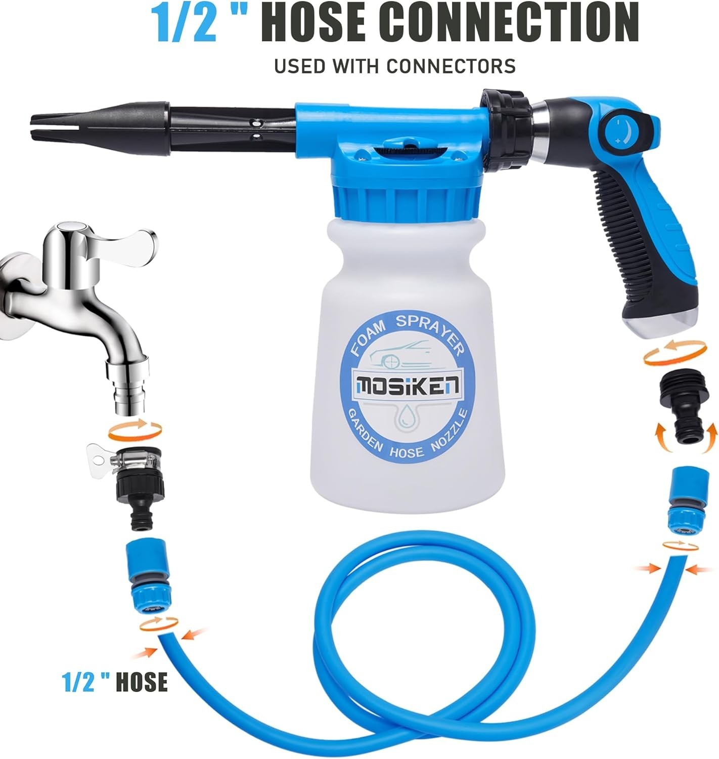 Nozzle Spray Car Wash Gun Cannon Soap Foam Dirt Dust Blaster Hose Thick Sprayer