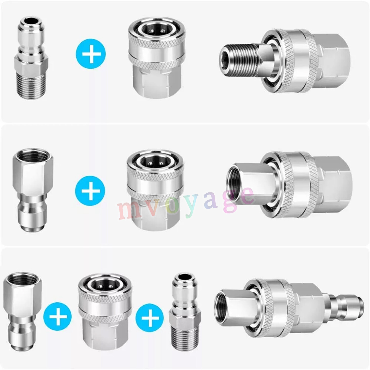 3/8inch Thread Fitting Pressure Washer Quick Connect Stainless Steel Adapter Set
