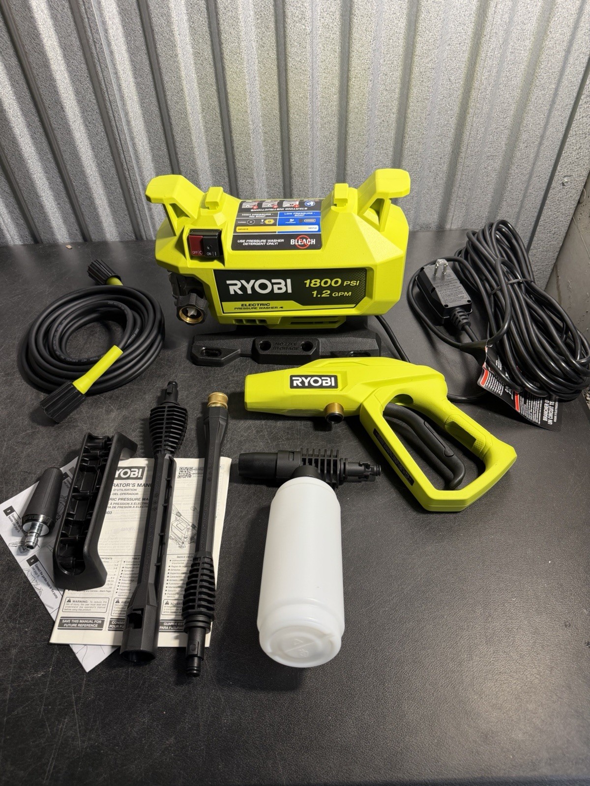 RYOBI 1800 PSI 1.2 GPM Electric Pressure Washer Portable Outdoor Cleaner