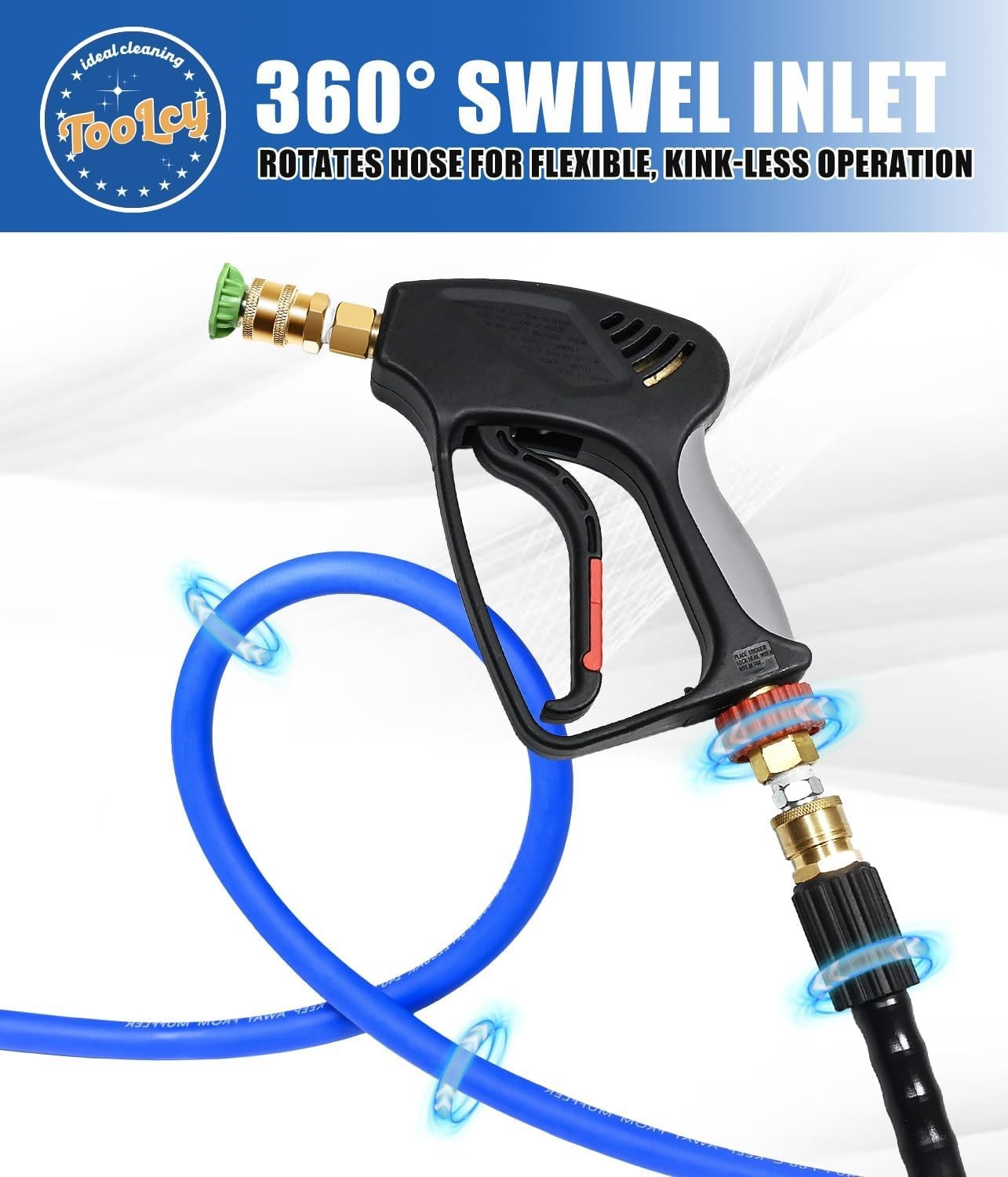 TOOLCY 3400 psi Power Washer Hose 50 ft x 1/4″, 5000 psi Pressure Washer Gun