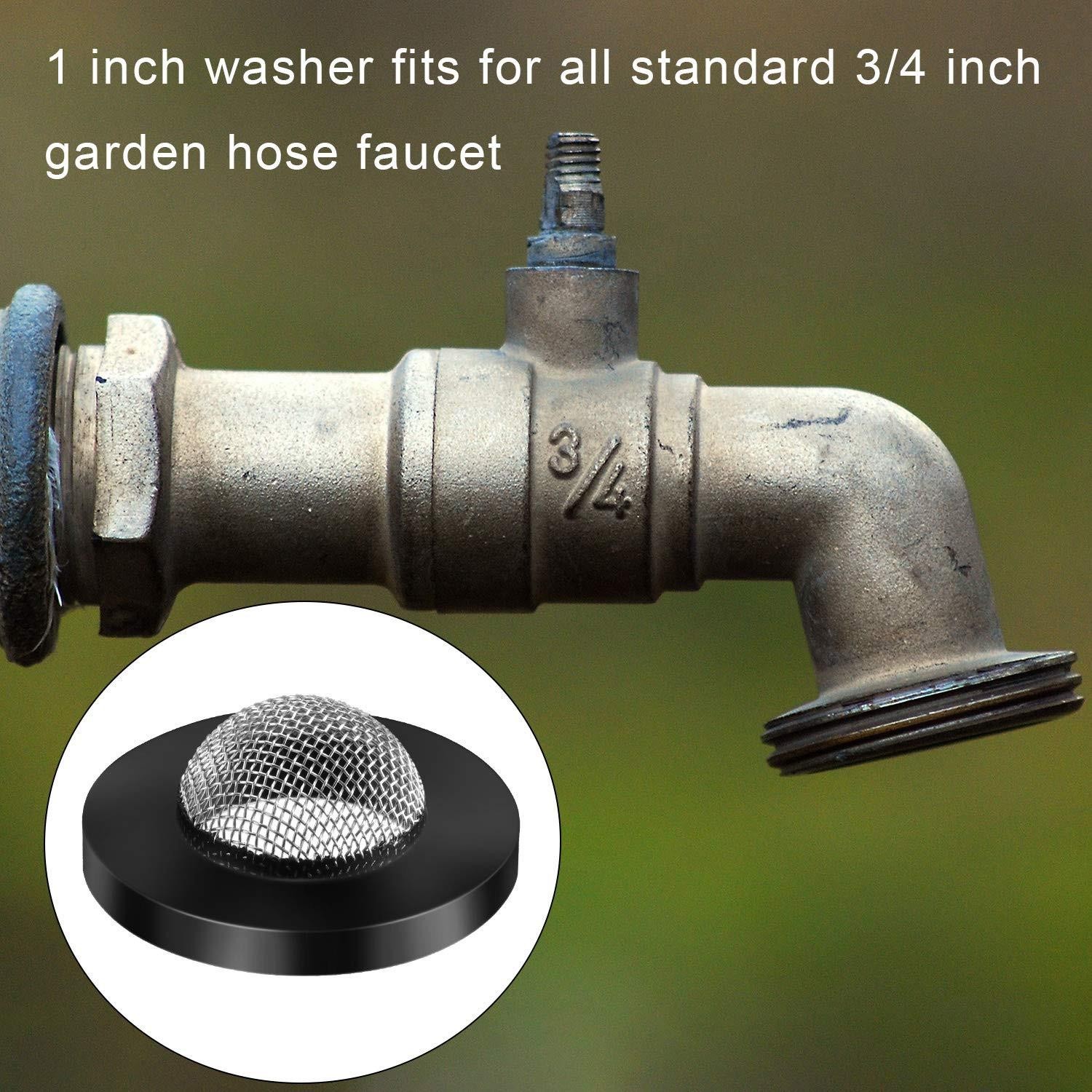 20 Pcs Hose Washer with Screen Filter Washers Stainless Steel & Black Rubber Fil
