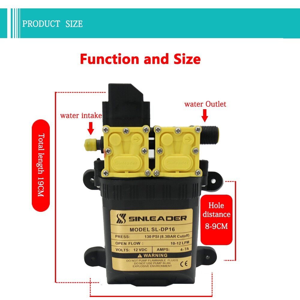 12v 9l/min Agricultural Electric Water Pump Dual power pump Micro High Pressure