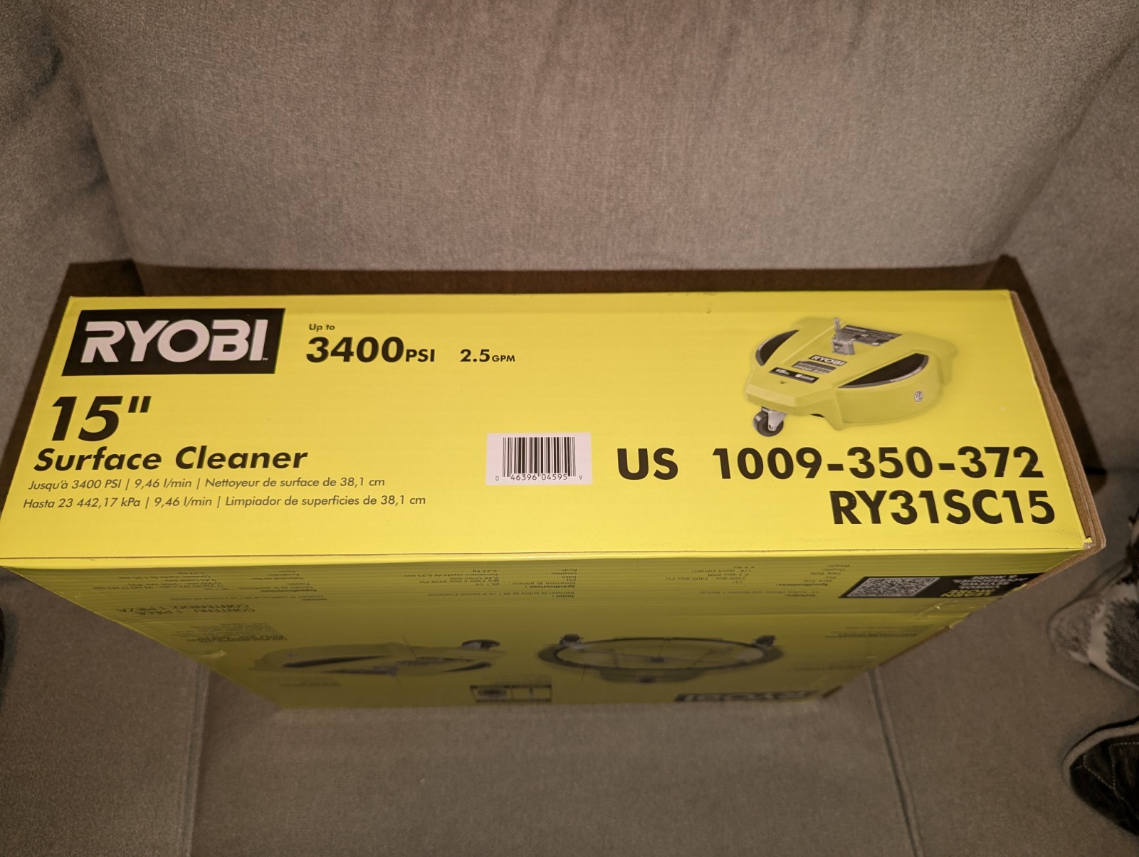 RYOBI 15″ 3400 PSI Gas Pressure Washer Surface Cleaner w/Caster Wheels RY31SC15