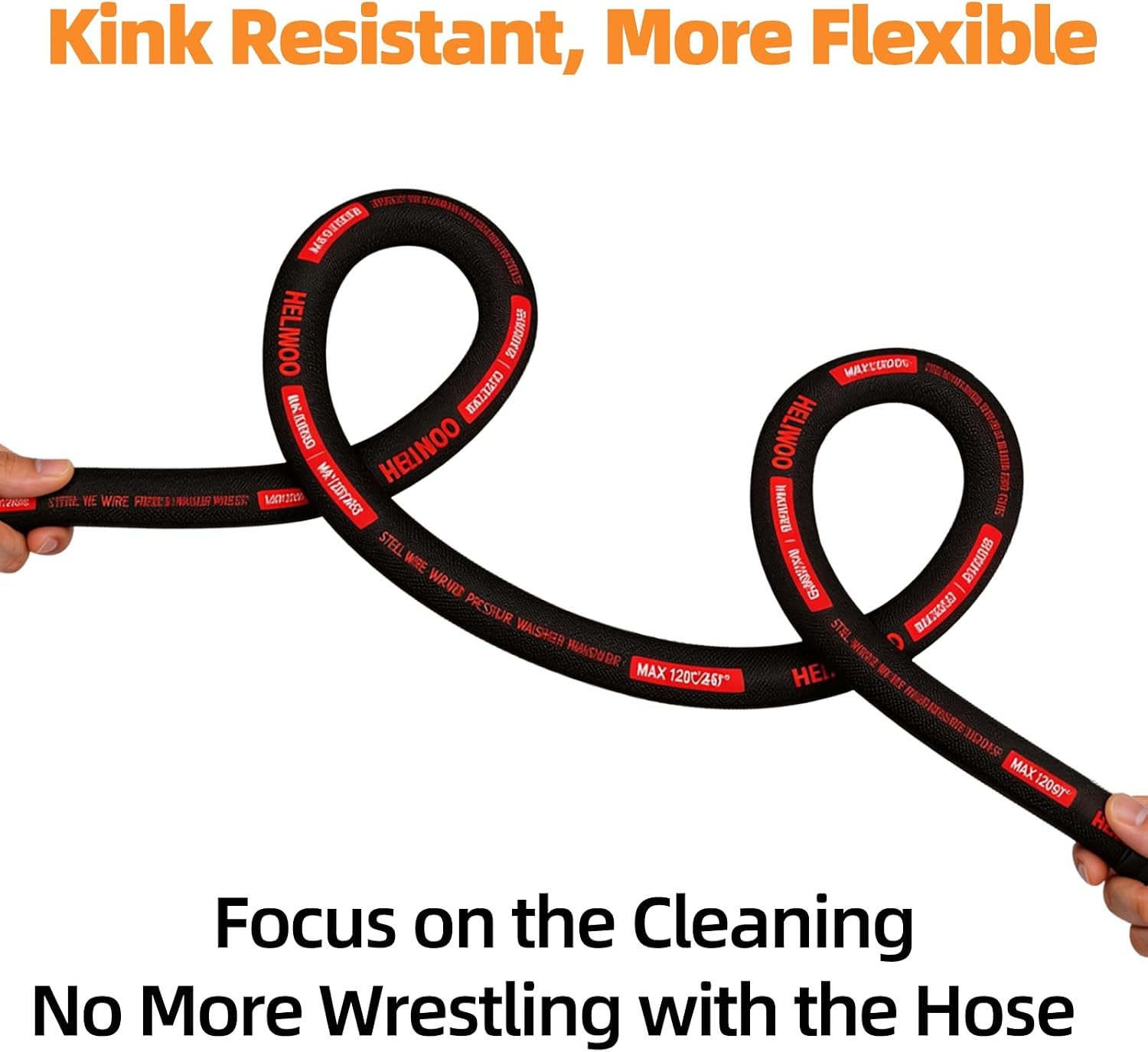 4800 PSI 50FT Pressure Washer Hose 3/8” Quick Connect Kink Resistant