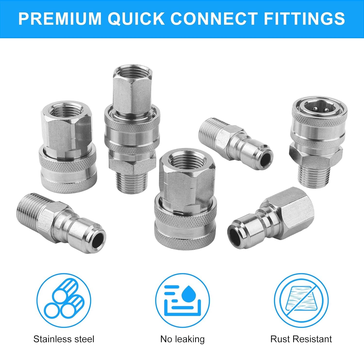 8 Pack Pressure Washer Quick Connect 3/8 Inch, Pressure Washer Fittings Stainles