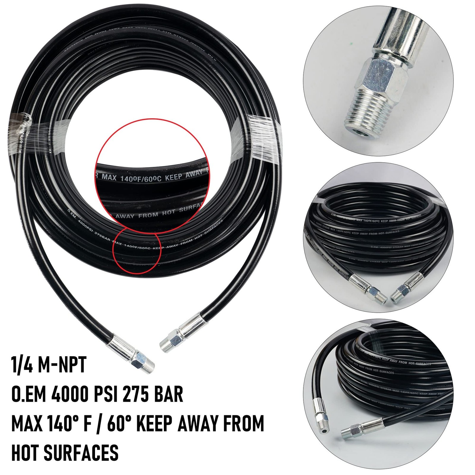 Sewer Jetter Kit for Pressure Washer 50FT, Drain Cleaner Hose 1/4 Inch NPT, O…