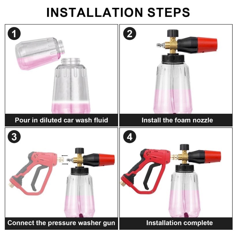 Snow Foam Lance Cannon Soap Bottle Sprayer For Pressure Washer Gun Jet Car Wash