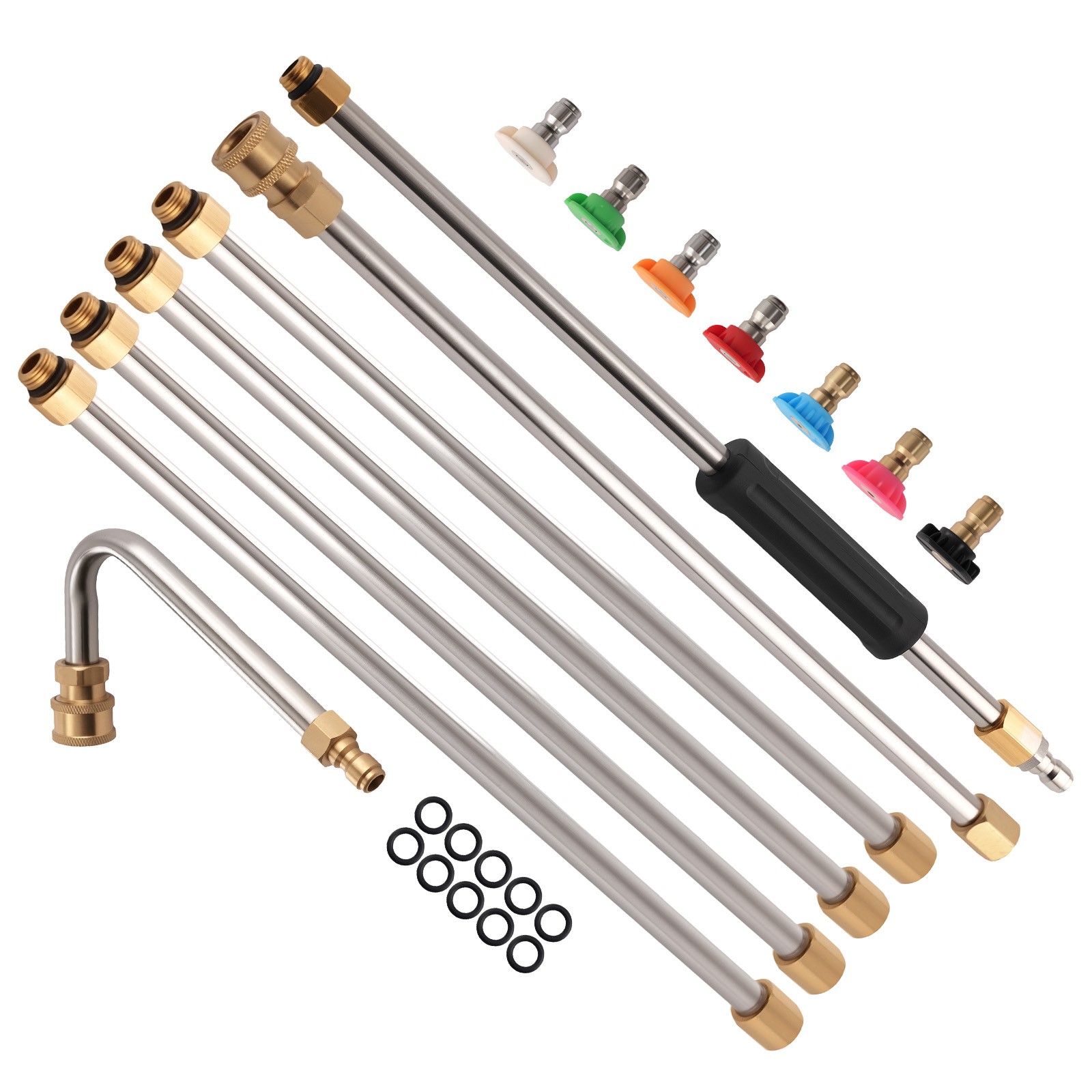 15in Pressure Washer Extension Rod Extension Lance Stainless Steel 7 Nozzles