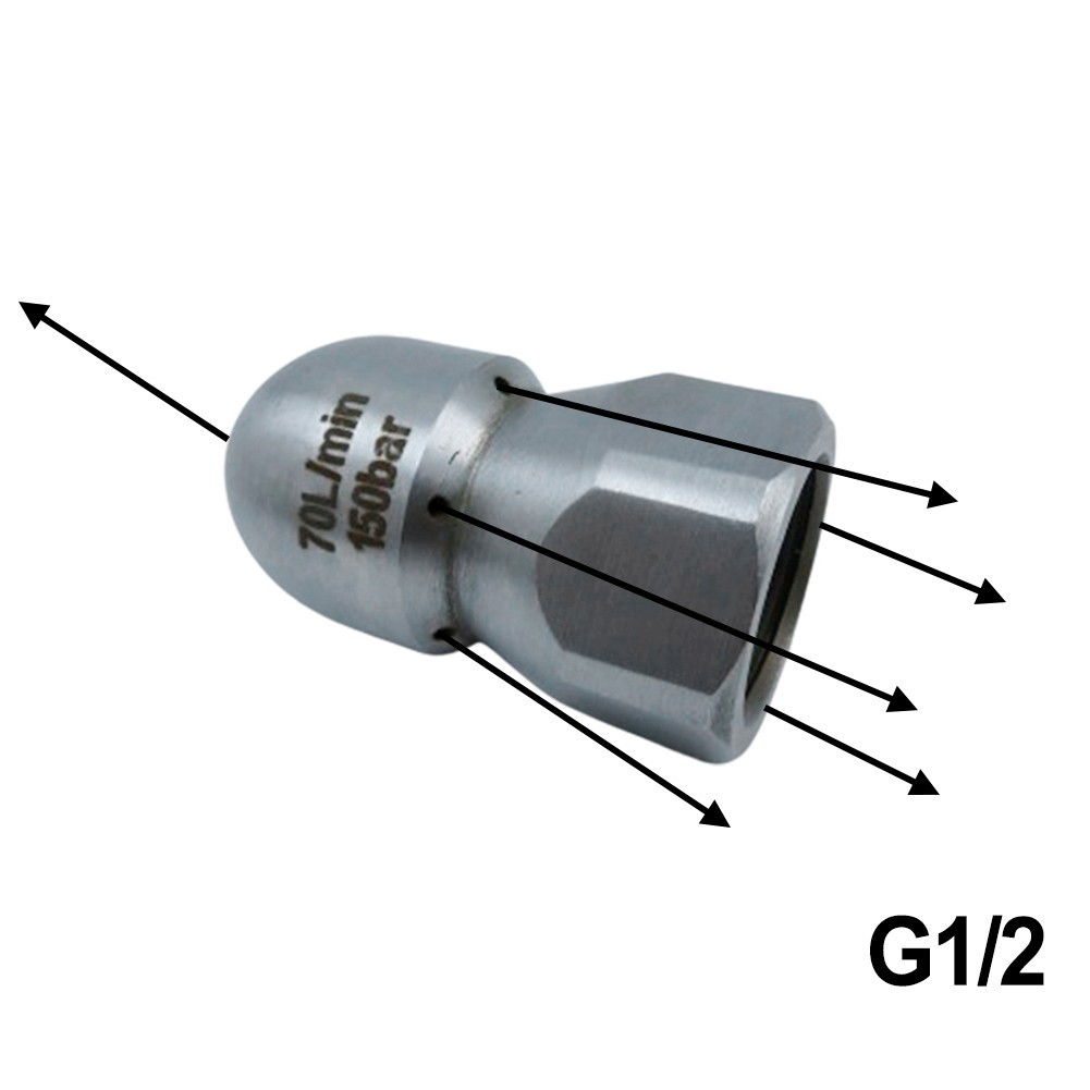 G1/2inch Pressure-Drain Jetter Hose Nozzle Flusher Pipe Nozzles For Heavy Dirty