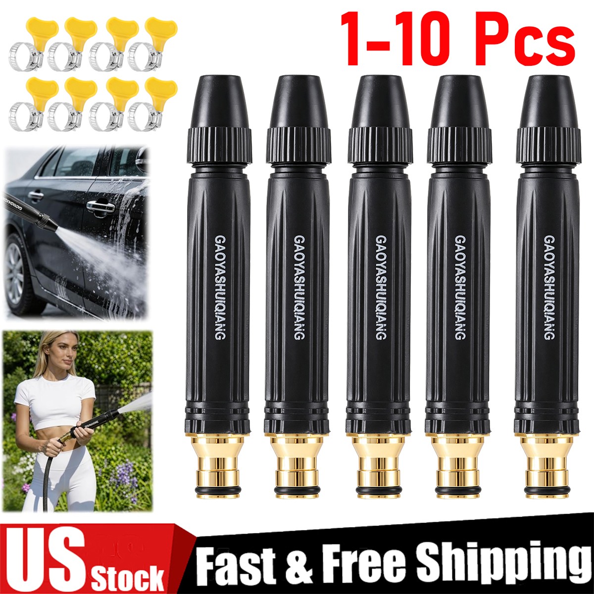 1-10X High Pressure Car Wash Water Gun Spray Nozzle Portable Washer for Auto