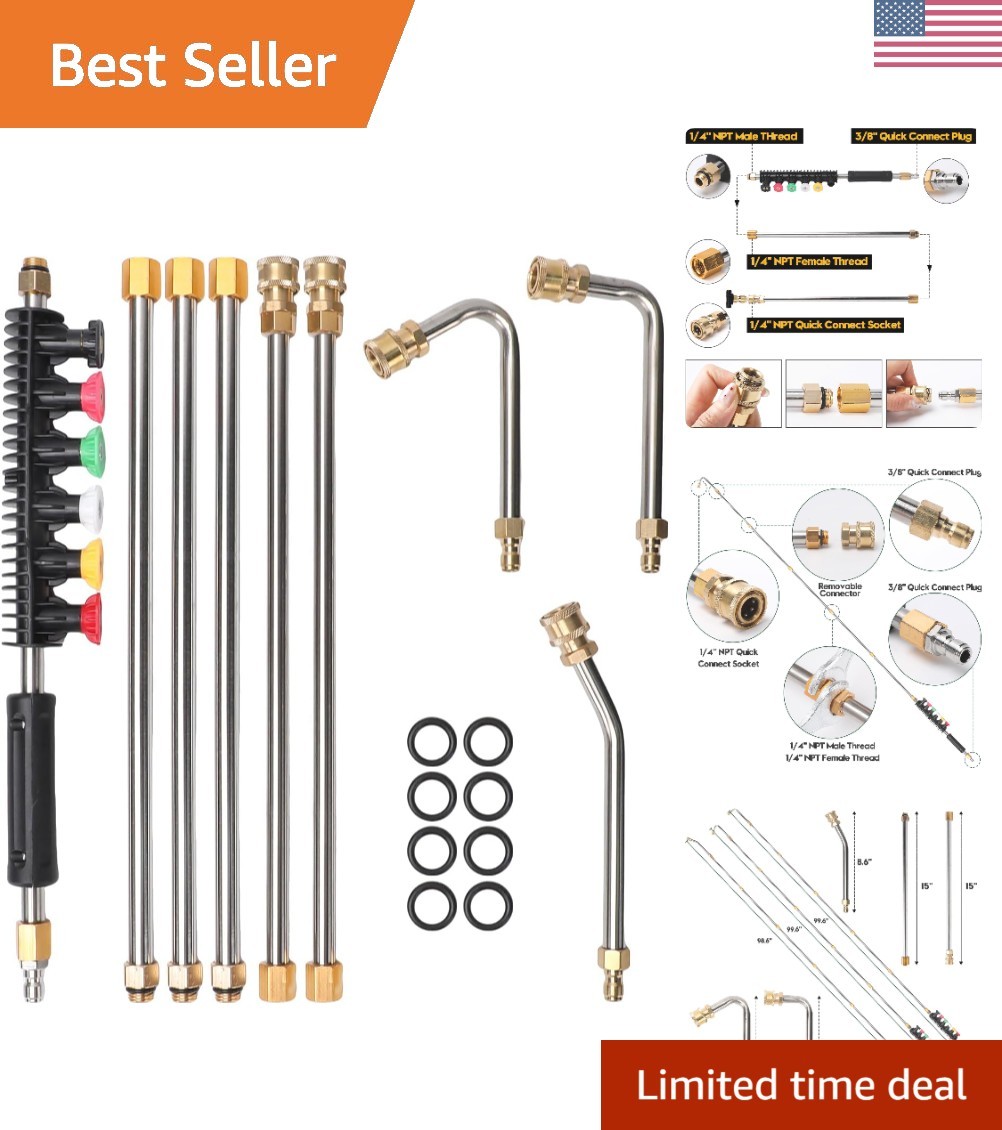 High-Performance 9 Pack Extension Wand with Curved Rods & Quick Connect Design