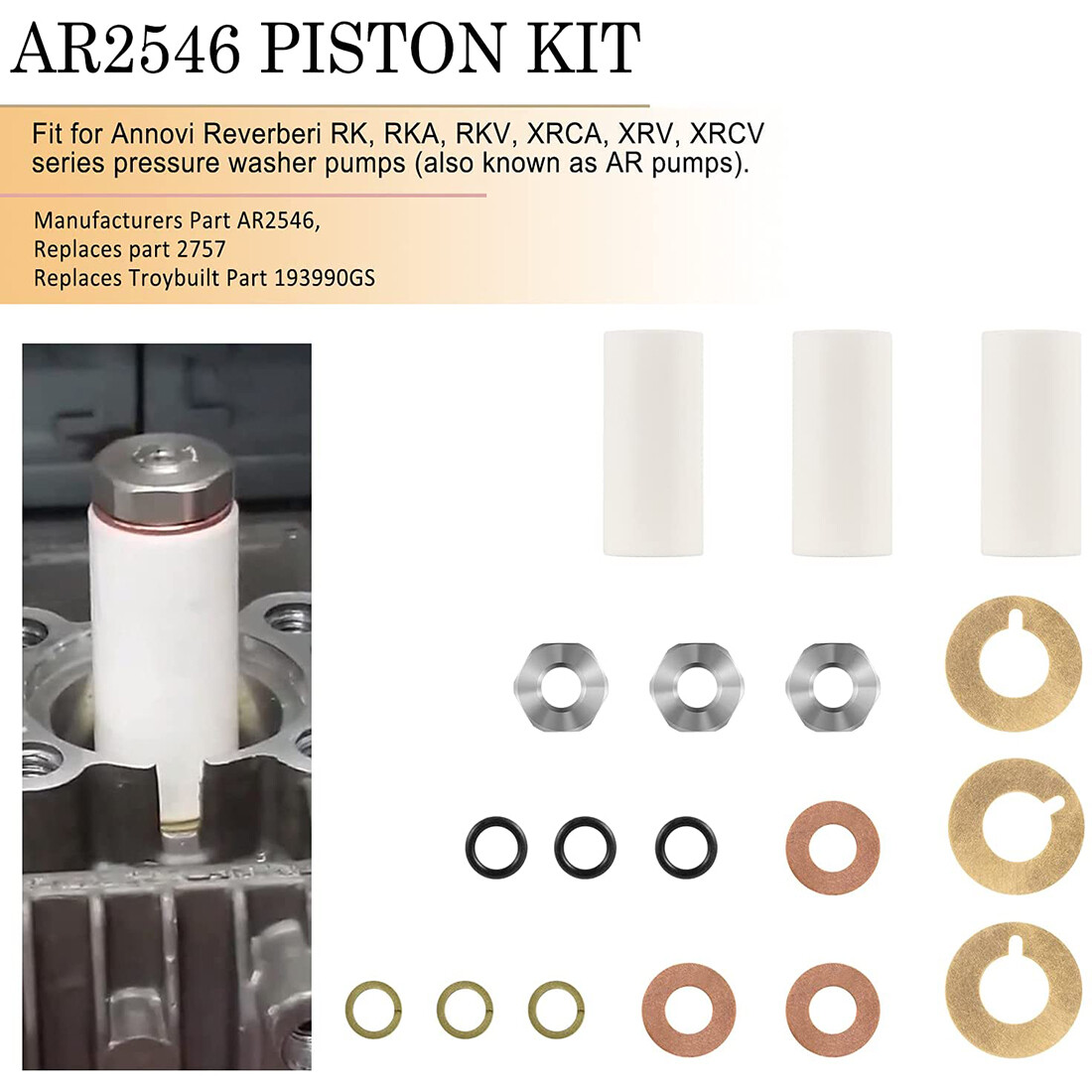 AR2546 Piston Kit Ceramic Plunger Repair Kit For Annovi Reverberi RK RKA RKV XRV