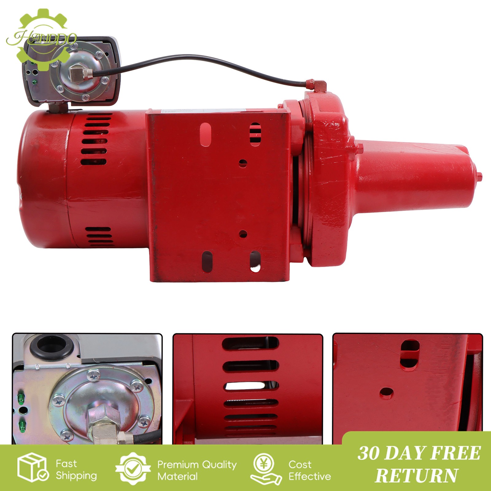 Shallow Well Jet Pump 1 HP 23 GPM, Cast Iron, 115/230V Dual Voltage, Red