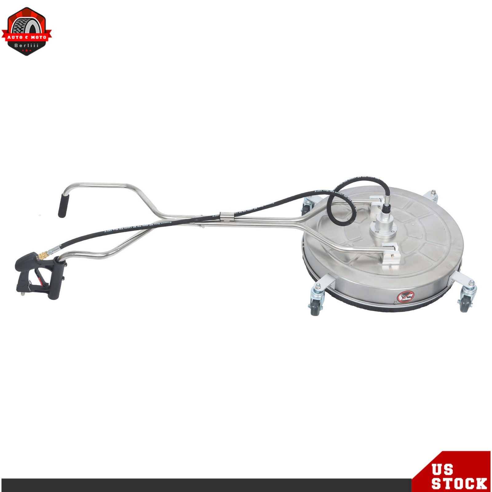 24″ Pressure Washer Surface Cleaner 6000 PSI w/ Handles & Wheels Quick Connect