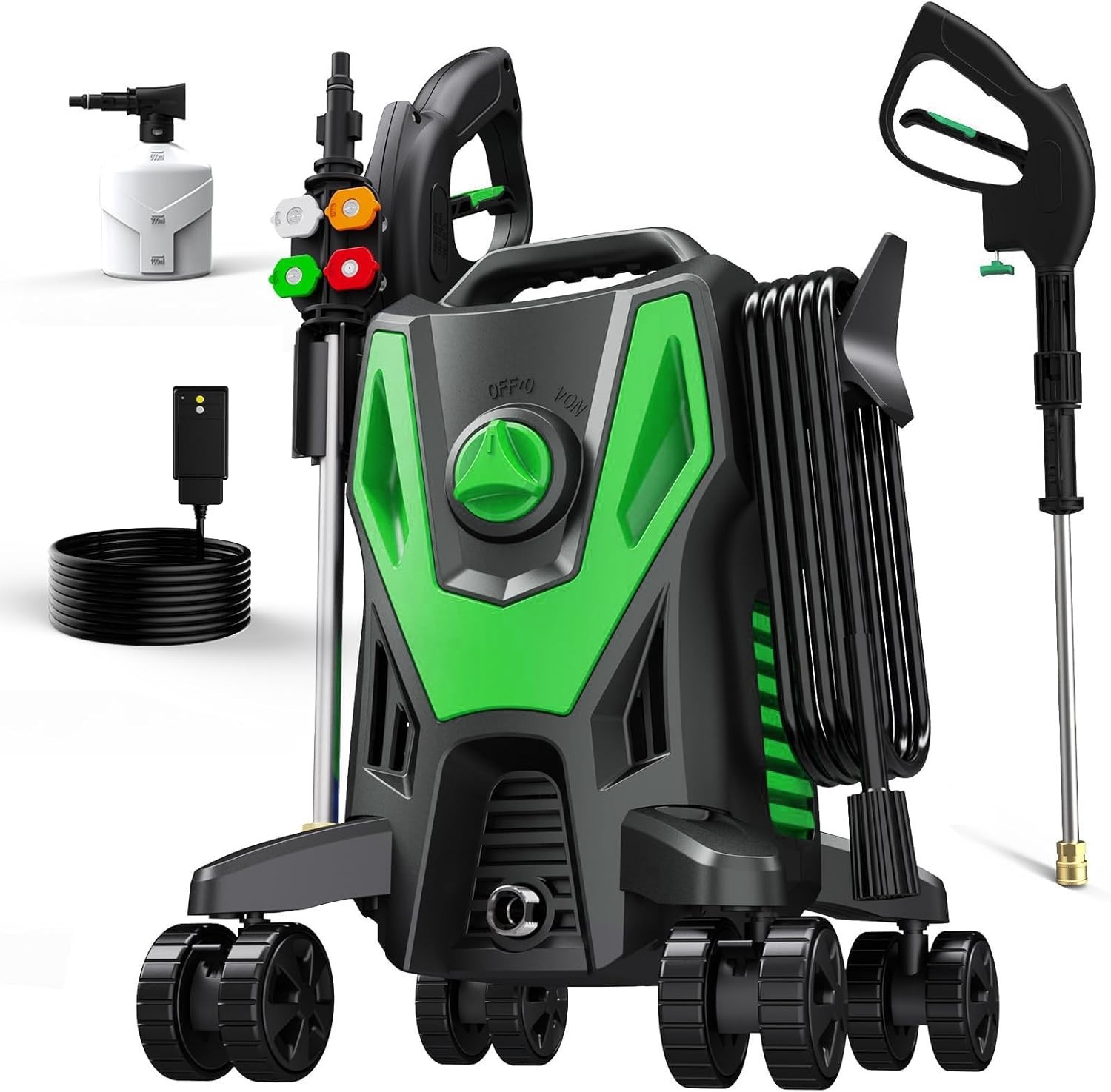 Eco-Friendly 5000 PSI Pressure Washer with 4 Quick Connect Nozzles & Foam Cannon