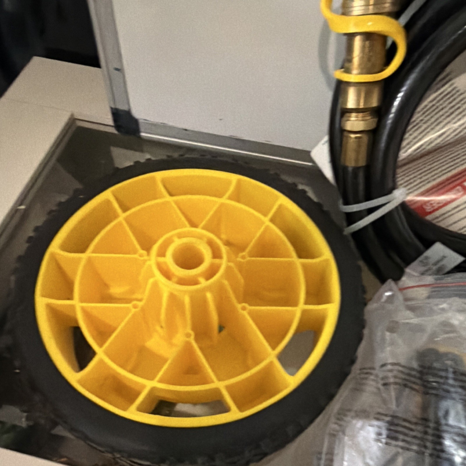 Gas Pressure Washer Replacement Hose & Wheel Kit Yellow Wheels Black Hose