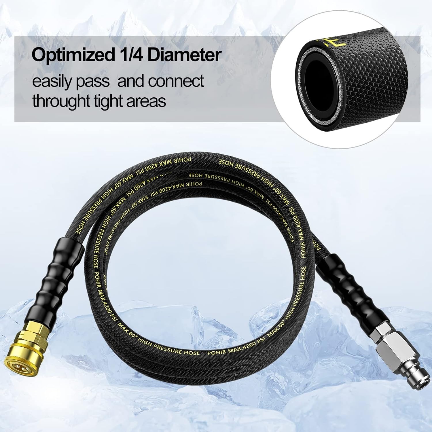 Durable Power Washer Hose – 10FT, 4200 PSI, Steel Wire Braid