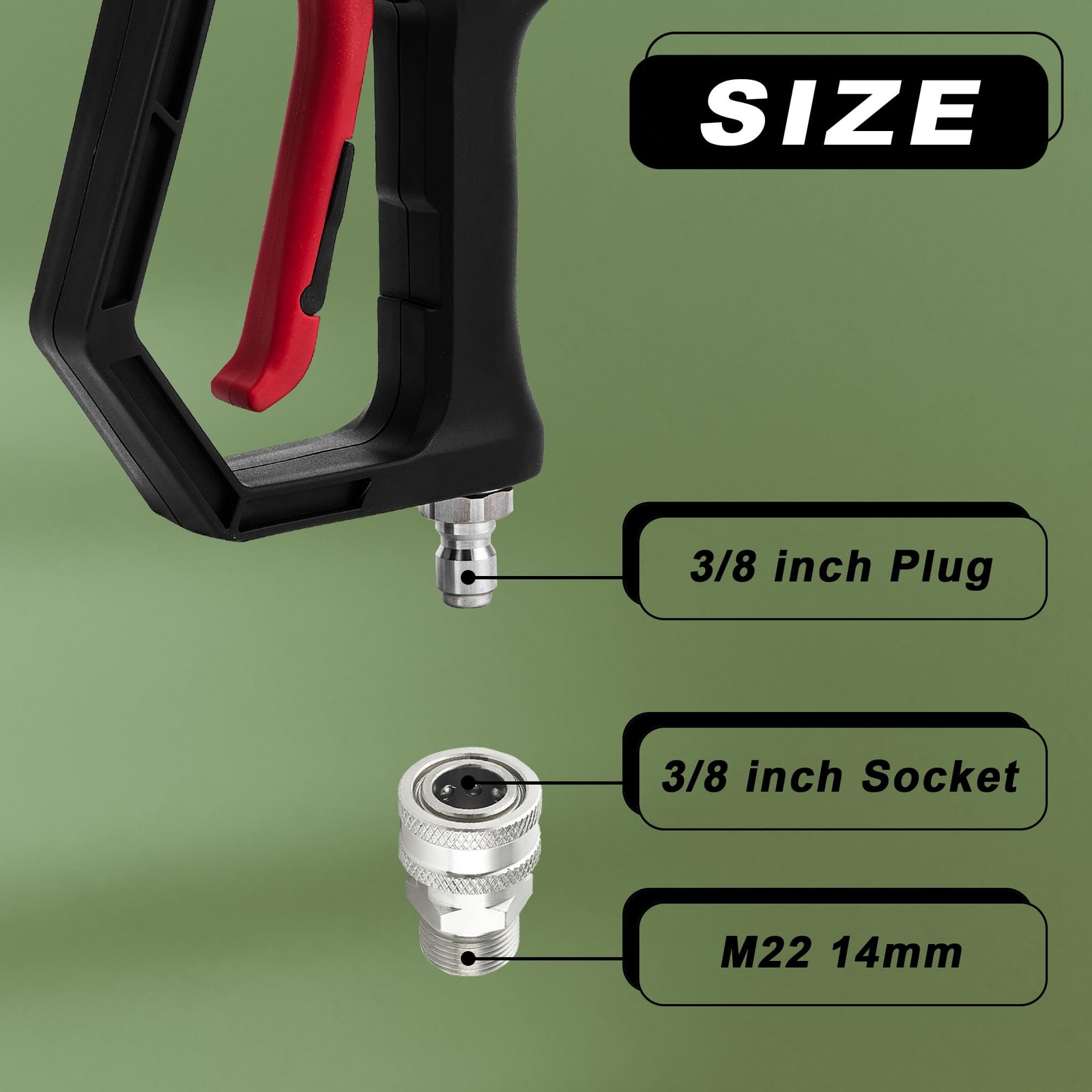 Short Pressure Washer Gun with Swivel, 1/4″ Automatic Quick Connector Power W…