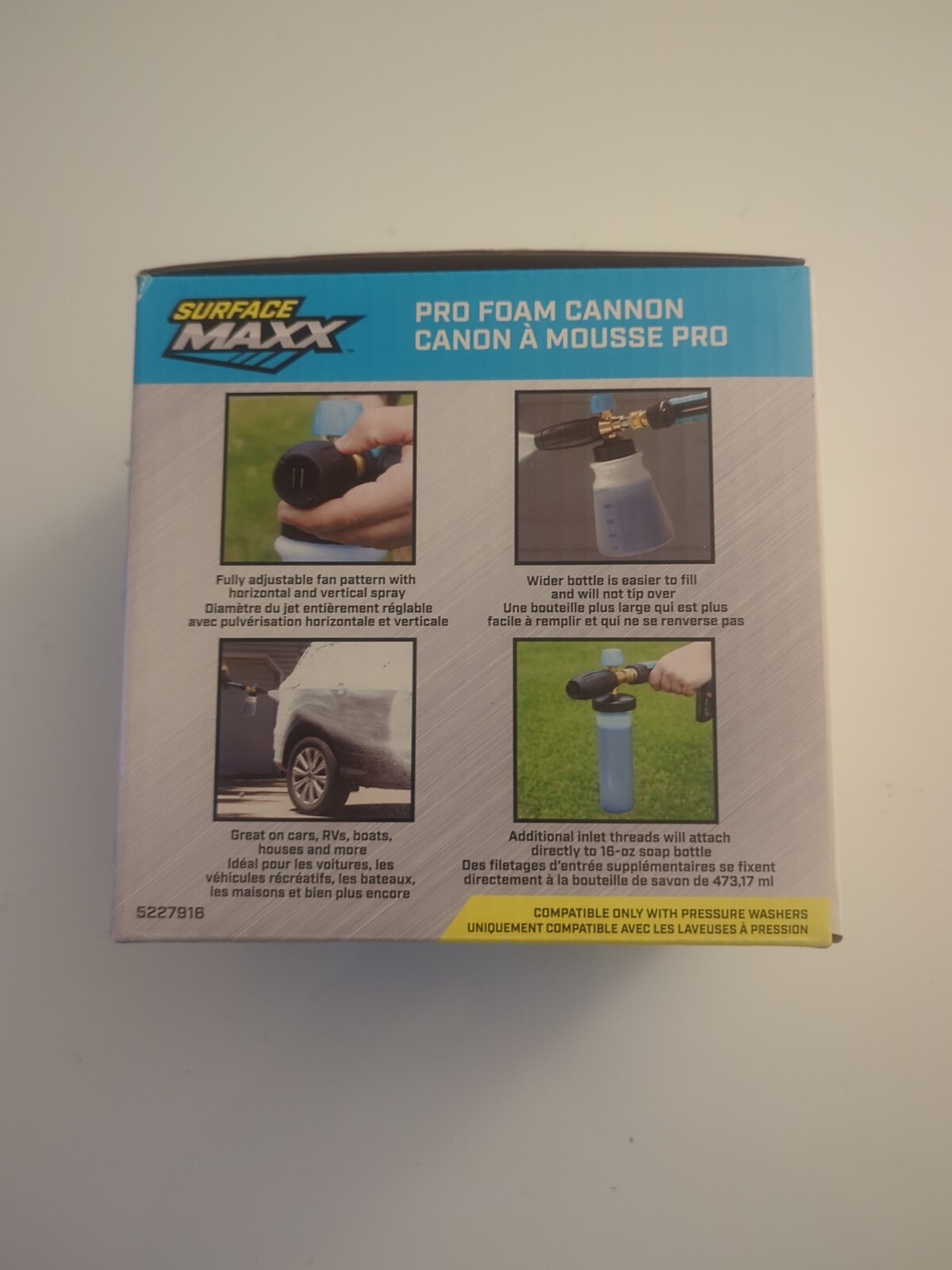 SURFACEMAXX Pro Foam Cannon 5000 MAX PSI Fully Adjustable Fan Pattern