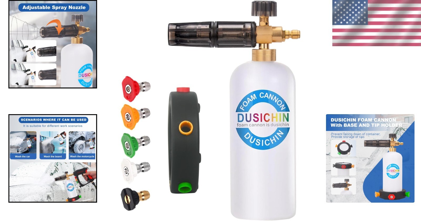 SFL-001 Heavy Duty Foam Cannon with Adjustable Nozzle & 5 Nozzles Included